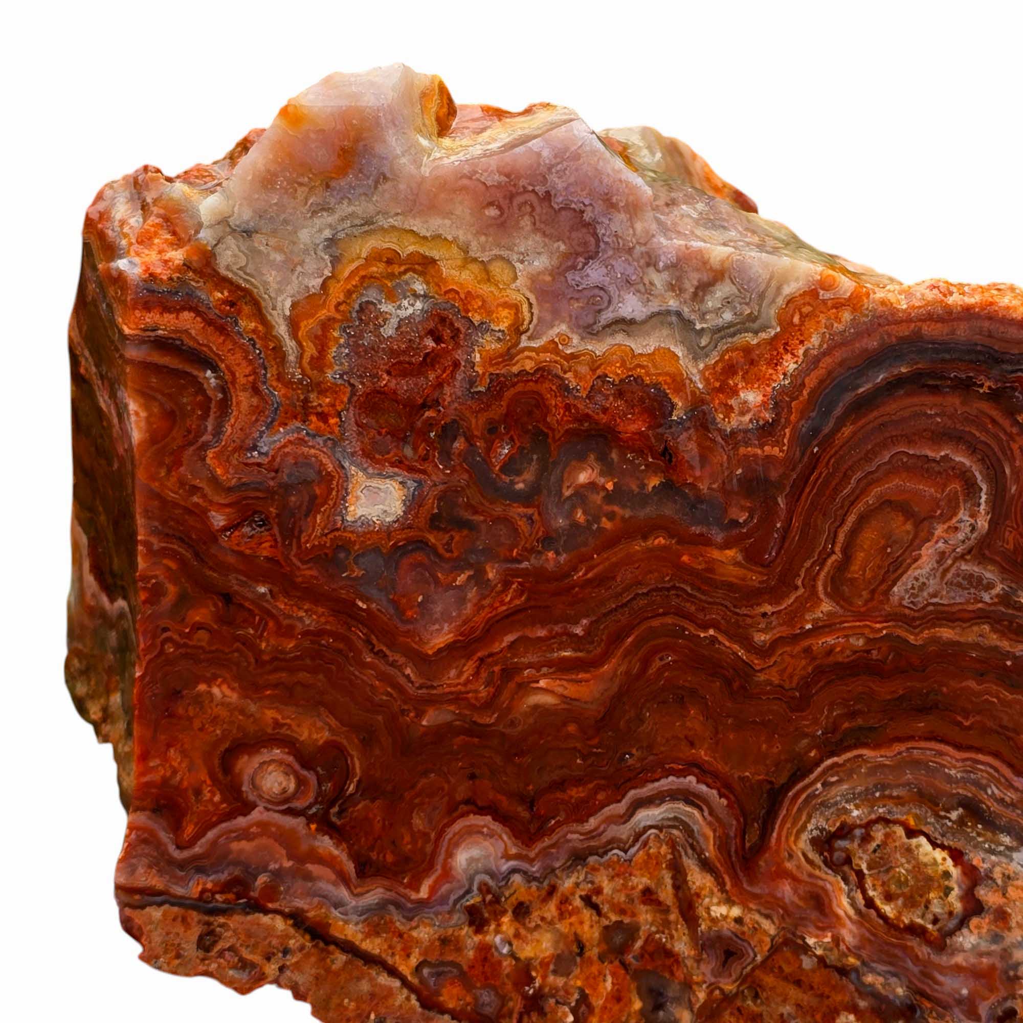 Fire Horizon Lace Agate Lapidary Cutting Rough Chunk Stone Cut Face