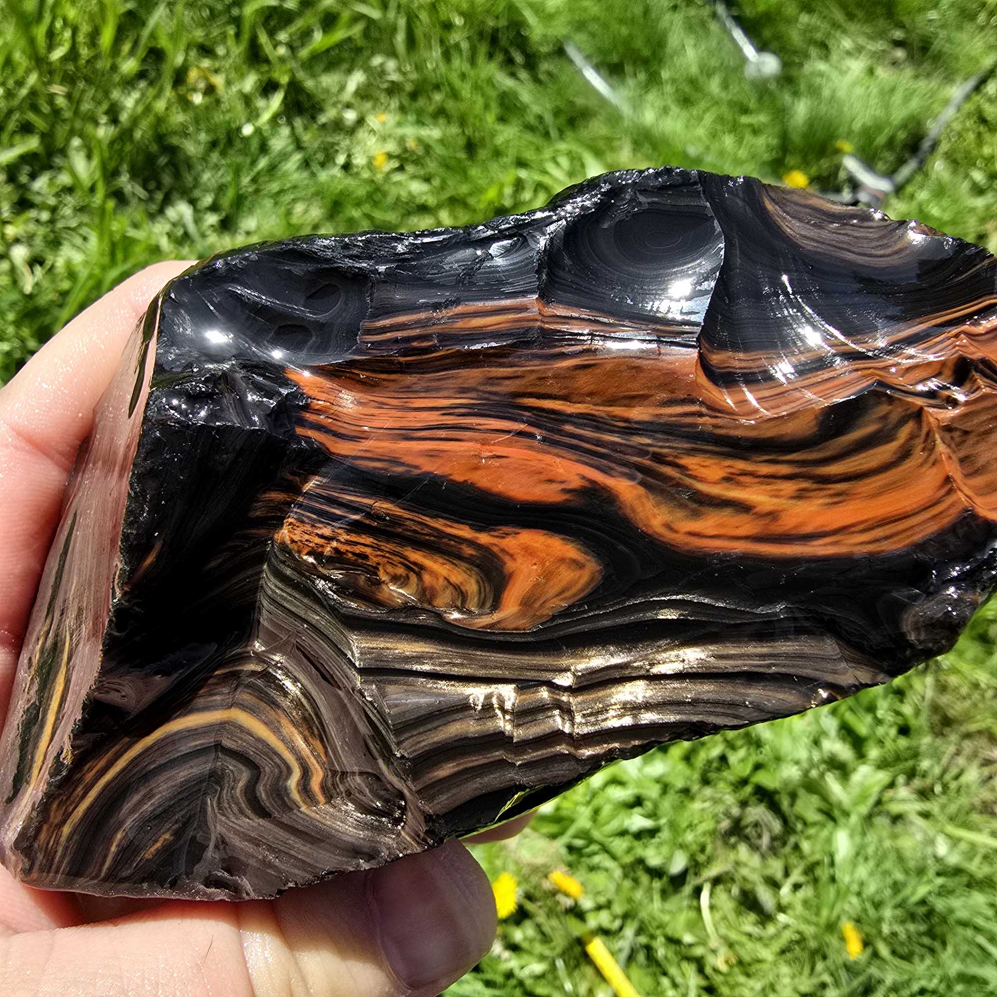 Tri-Flow Mix Old Stock Oregon Obsidian Cutting Rough Flatrate Lapidary Stone