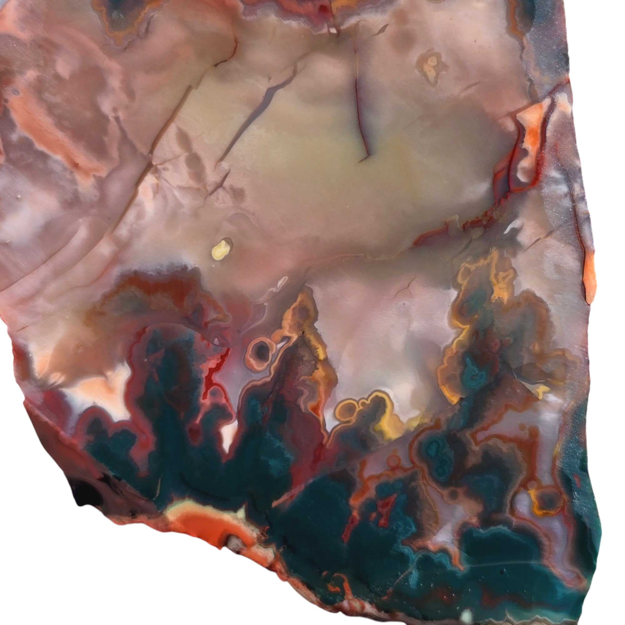 Idaho Sunset Jasper Slab – Gorgeous Green Fire Plumes from Challis, Idaho