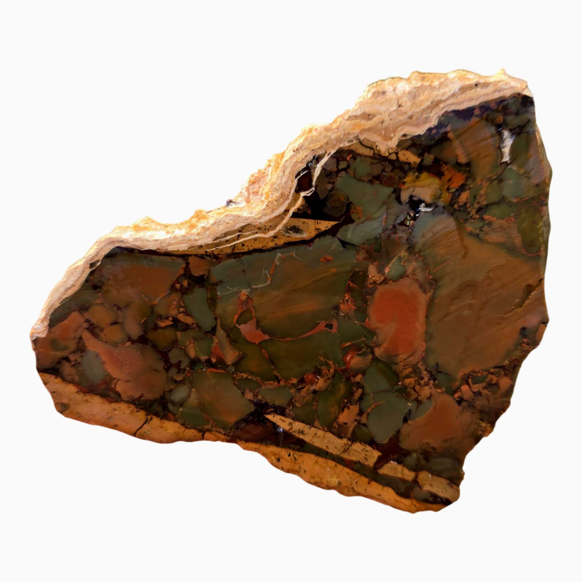 Whisky Creek Jasper Slab - Green Brecciated Red Islands Pattern #3696-Photo1