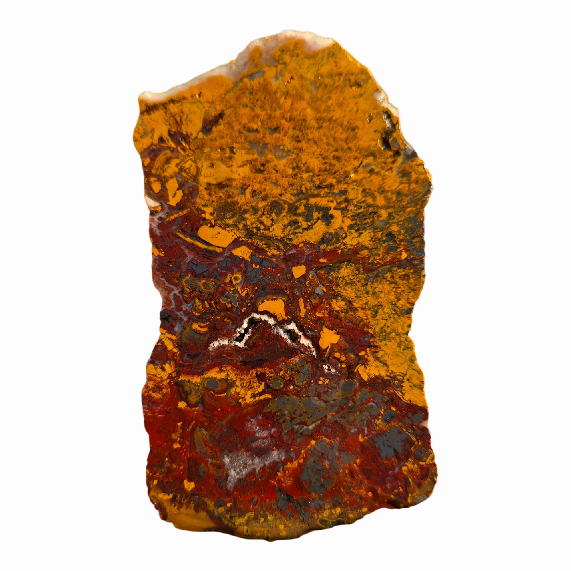 Apple Valley Jasper Slab - Hematite Flowers Red Gold Stromatolite #3719-Photo1