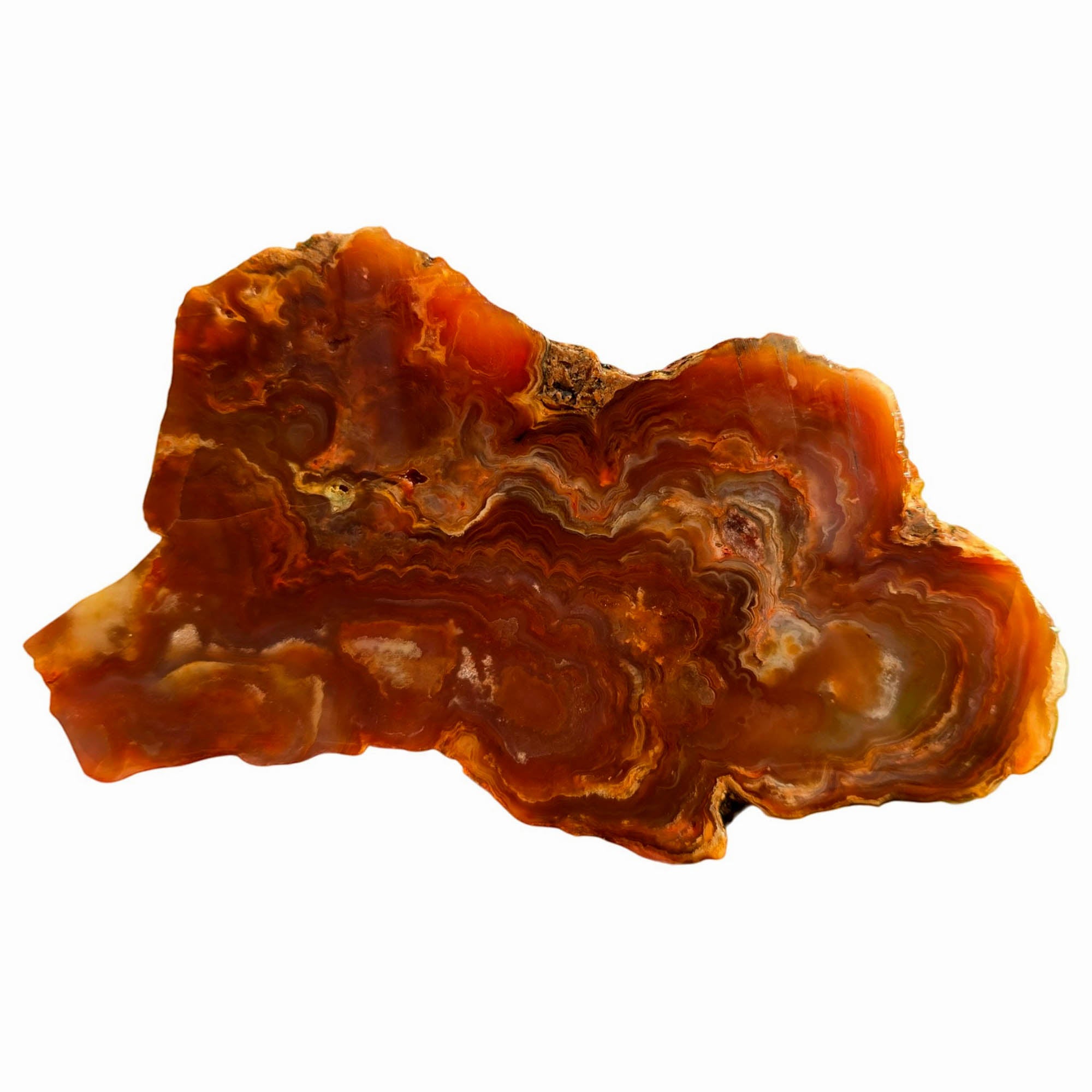 Fire Horizon Agate Slab - Fiery Orange Lace Druzy Mexico #3757-1