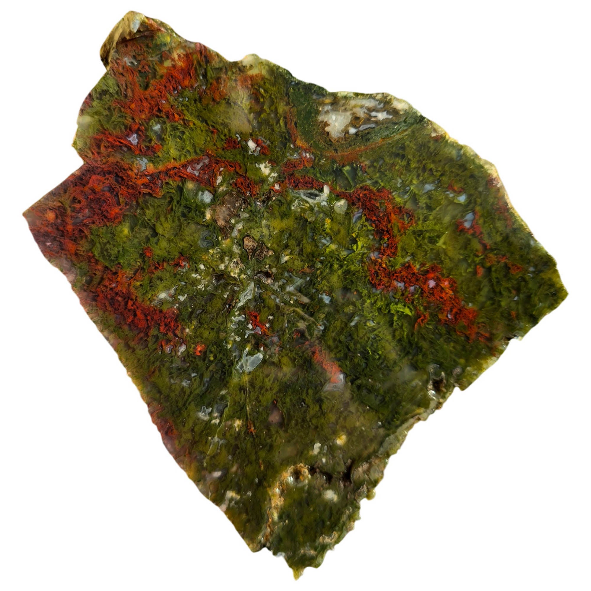 Maury Mountain Moss Agate Slab – Green with Red Rivers Oregon! #3759-Photo2