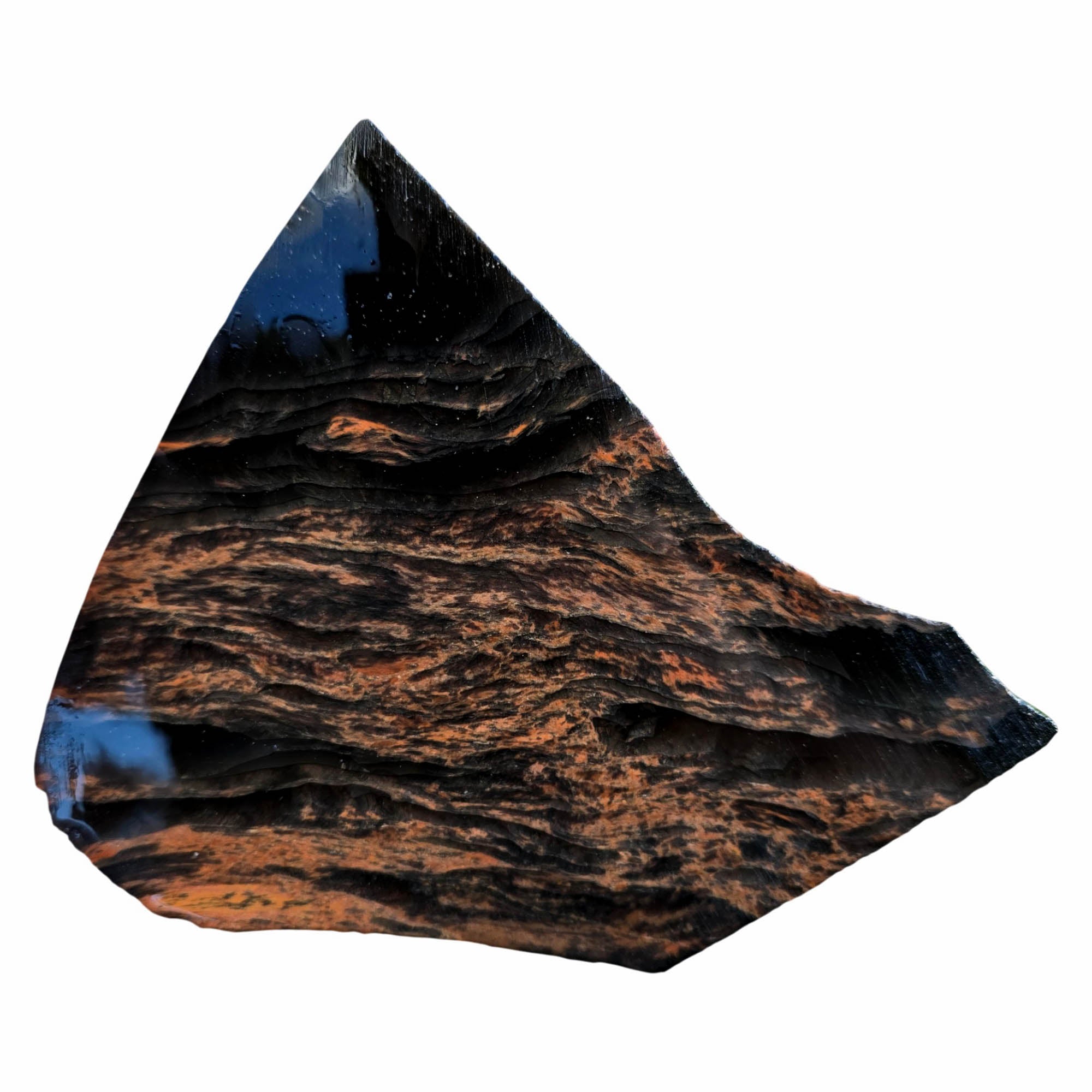 Tri-Flow Obsidian Slab Deep Black Mahogany Flow Pattern Glass Butte #3781-Photo1