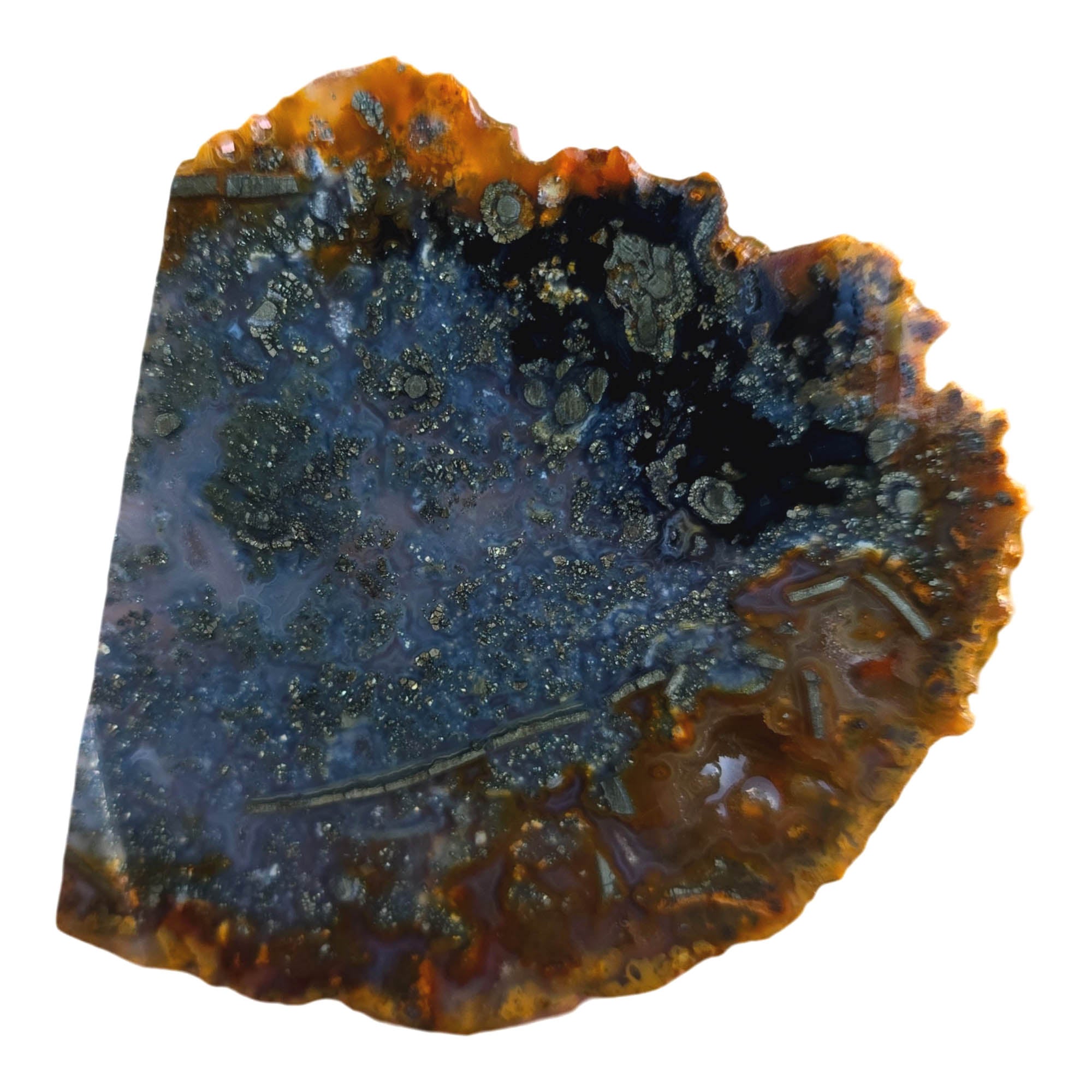 Nipomo Marcasite Slab – Iron Plumes Druzy Sparkle Old Stock #3794-2