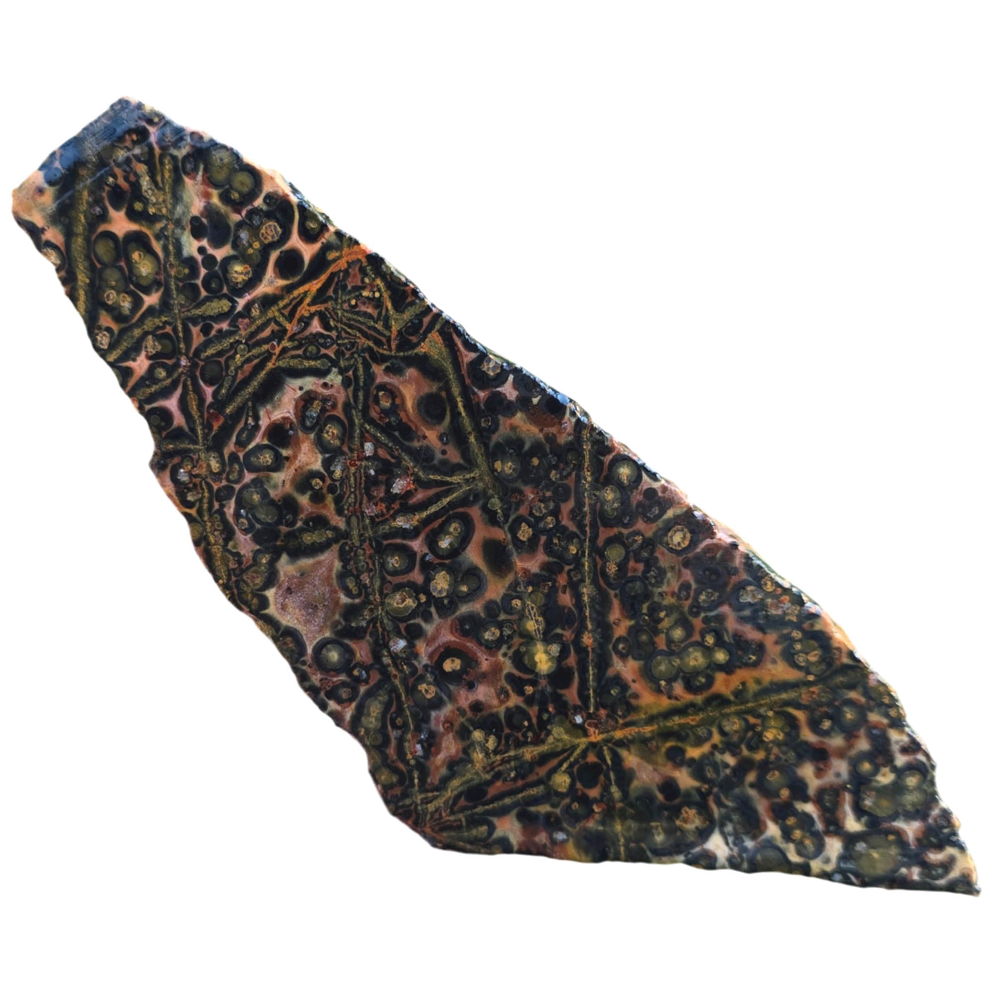 Leopardskin Rhyolite Slab - Sunset Red Spotted Pattern Mexican Vintage #3809-Photo1