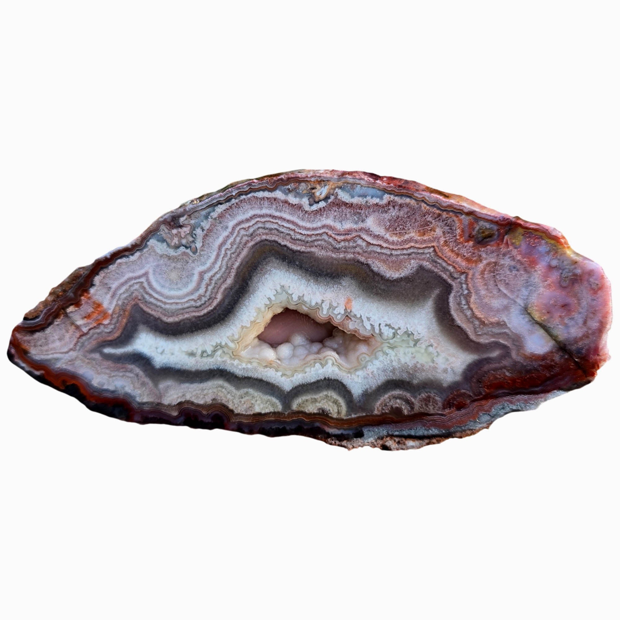 Flor de Durazno Lace Agate Slab - Peach Lace Druzy Cavern #3816-Photo1