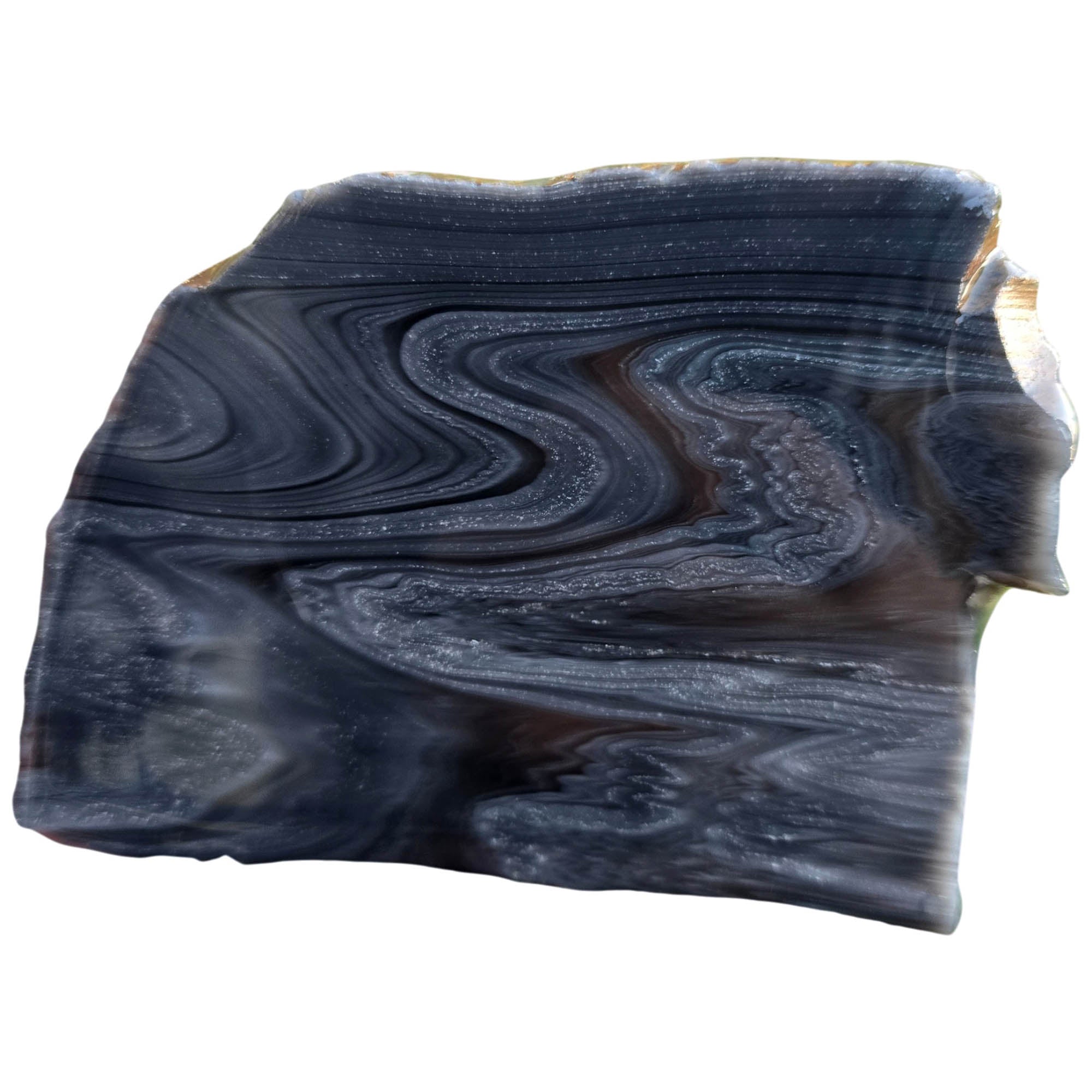 Damascus Obsidian Slab – Zigzag Flowing Patterns Rare California #3818-Photo1