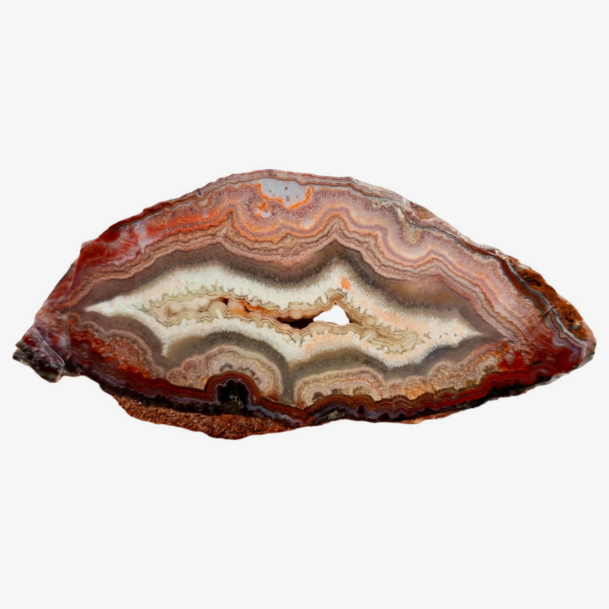 High-Grade Flor de Durazno Lace Agate Slab Peach Drusy #3846-1