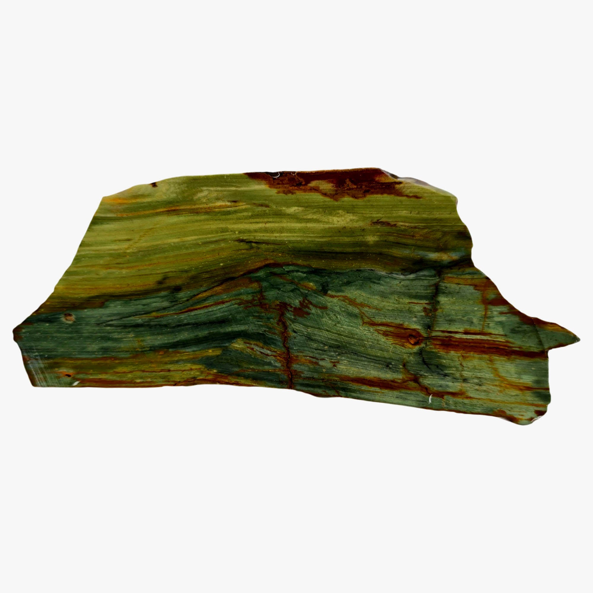Gary Green Jasper Slab – Multiple Green Shades Mountain Scene #3848-Photo1