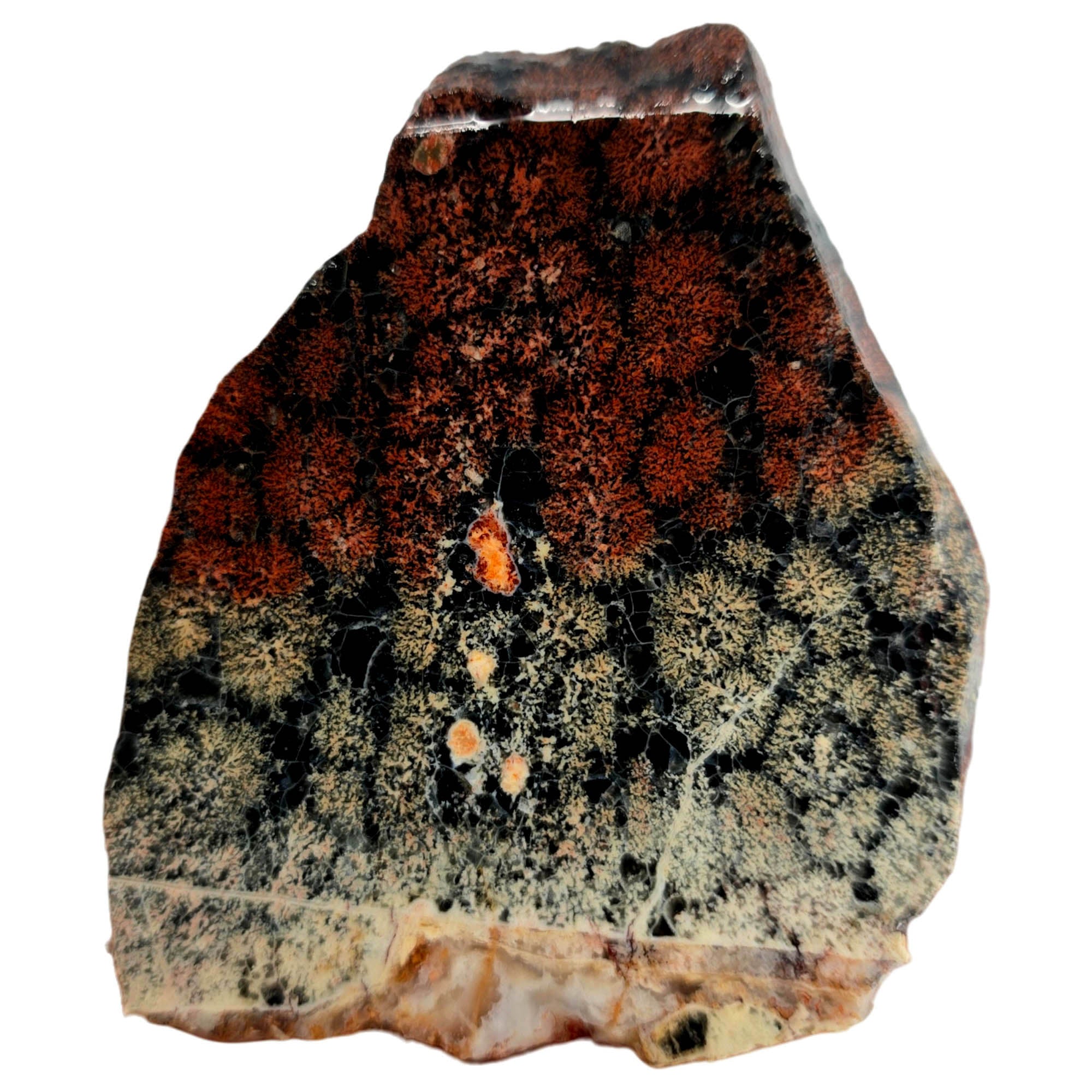 Flower Obsidian Slab – White Red Flowers Stable Mexican Singing #3861-Photo1