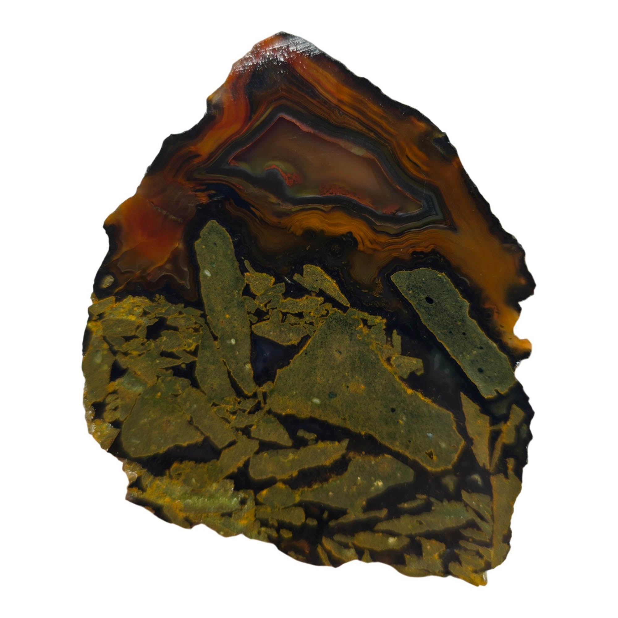 Piranha Agate Slab - Orange Red Black Brecciation Brazilian! #3873-Photo1