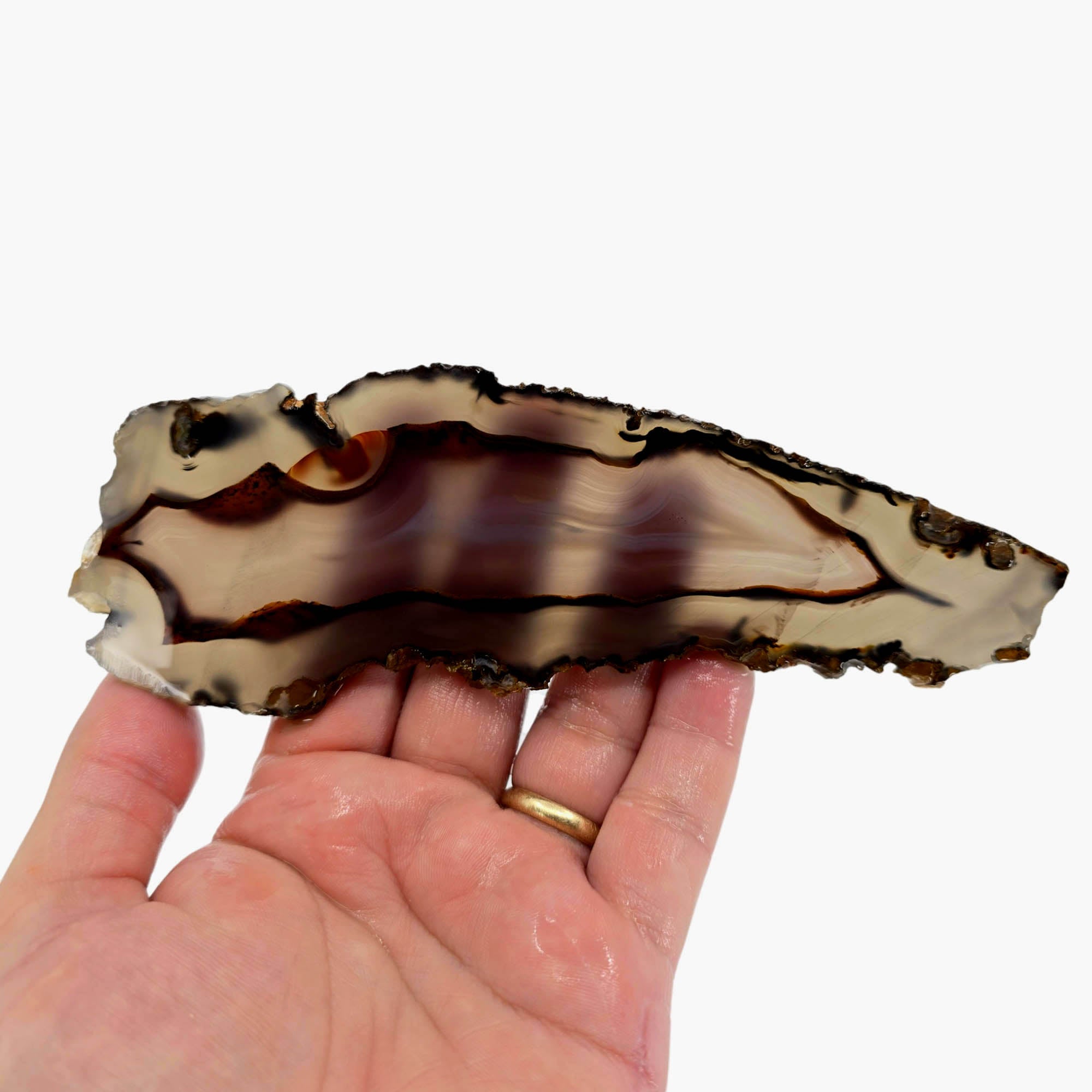 Brazilian Agate Slab - Translucent Blue Fortification Backlight Quality #3894-Photo2