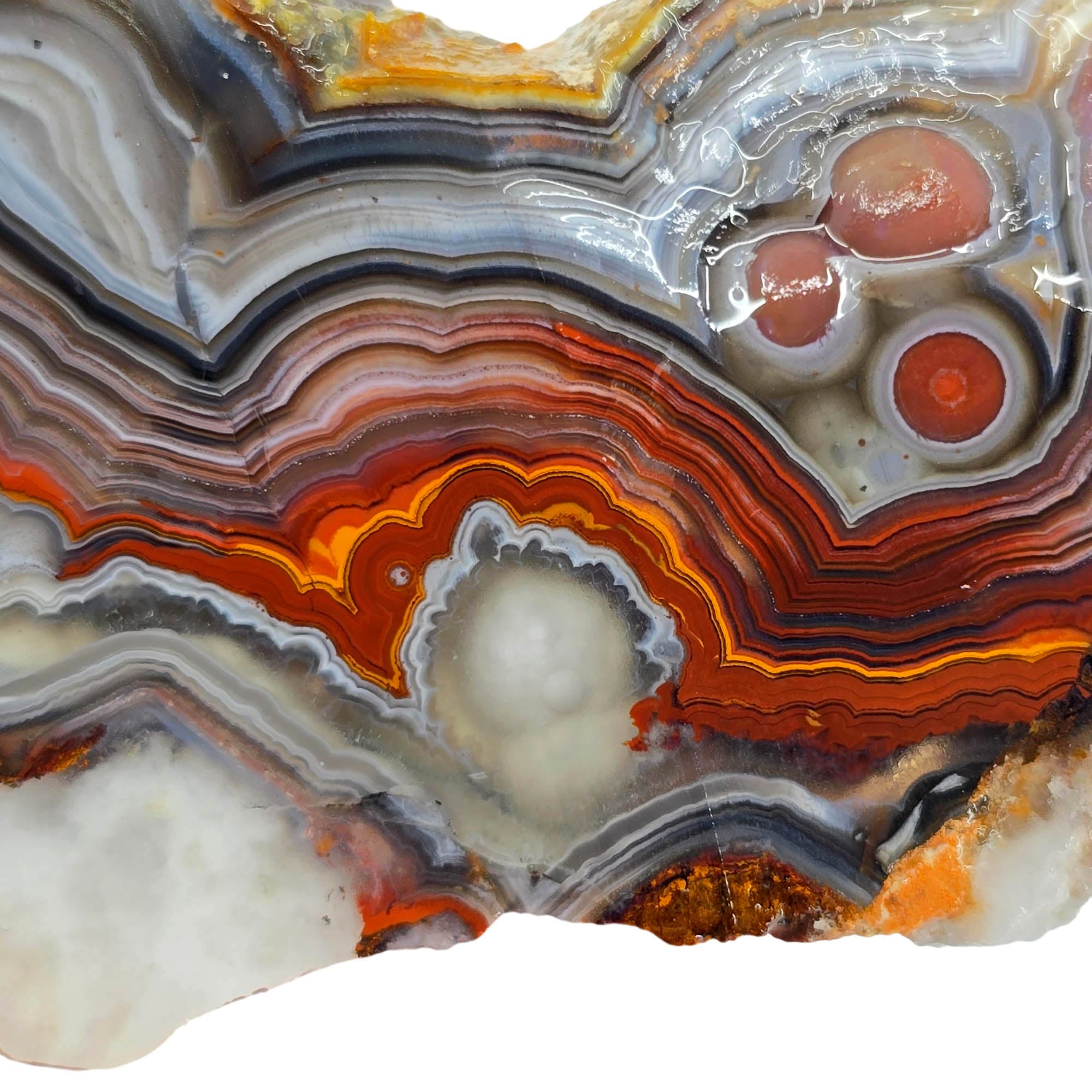 Laguna Lace Agate Slab – Vibrant Red Intricate Lace Pattern! #3903-Photo2