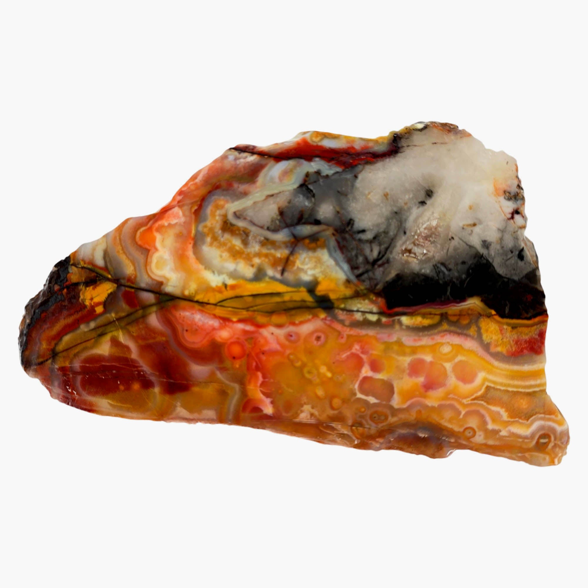 Flor de Durazno Lace Agate Slab – Creamy Peach Tube Patterns! #3904-Photo1