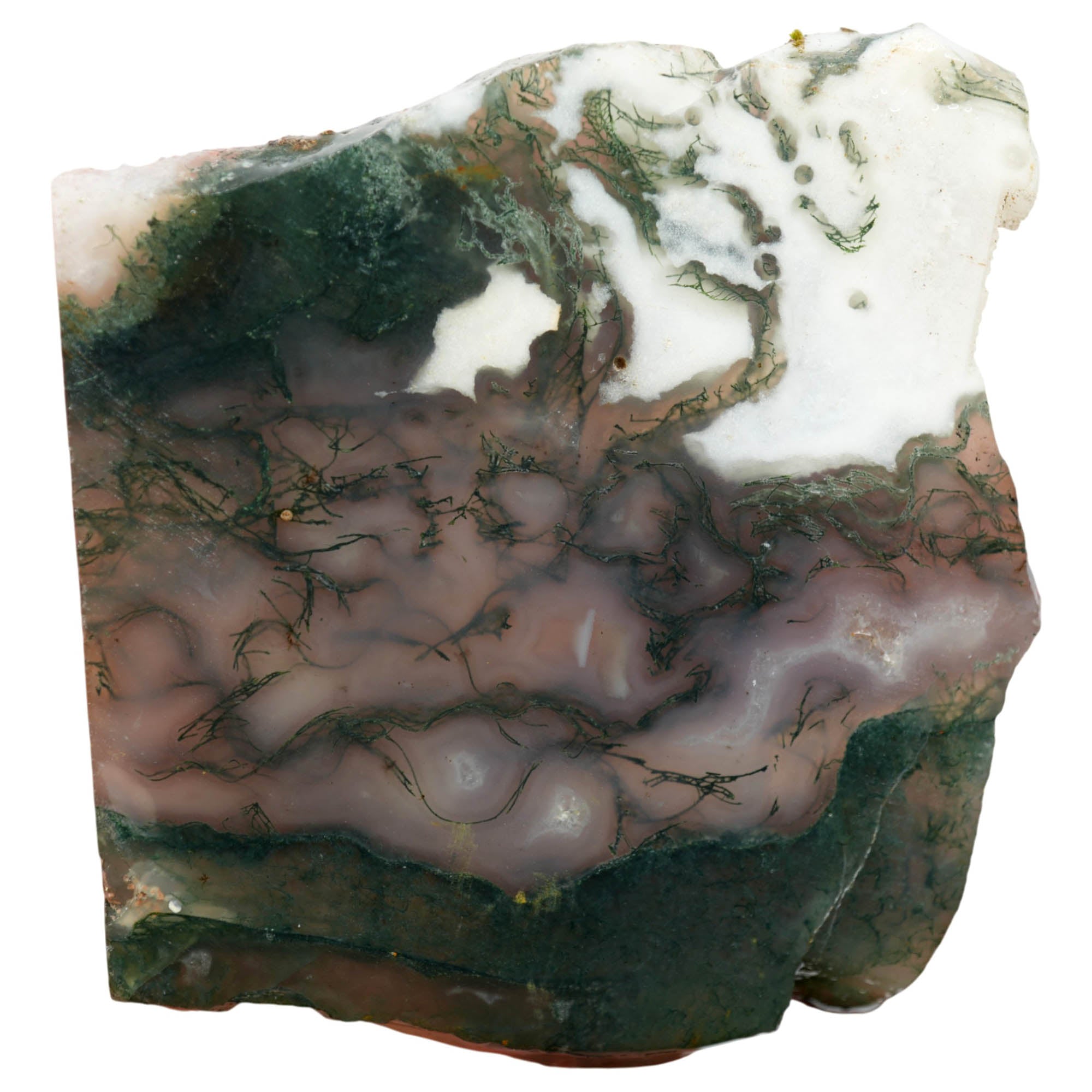 India Tree Moss Agate Slab – Green Moss Translucent Backlit #3964-Photo1