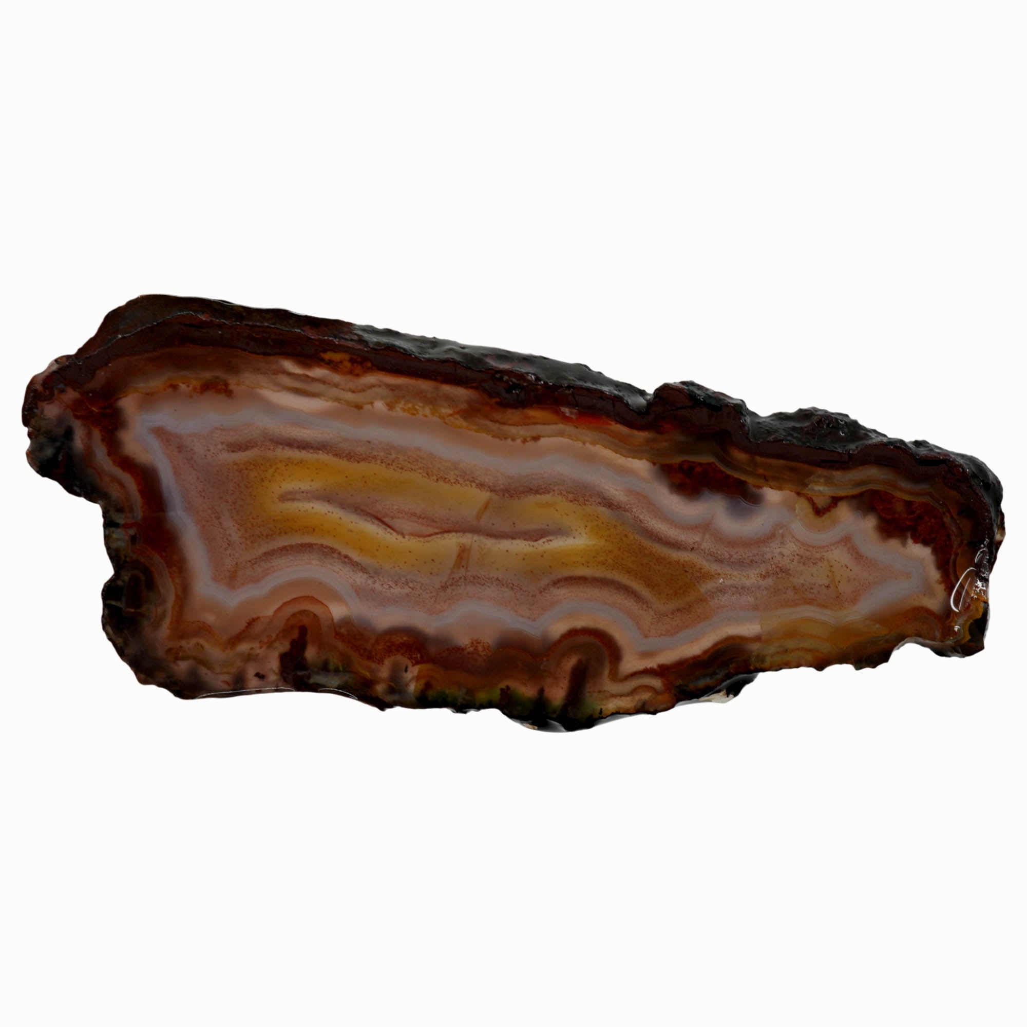Moroccan Seam Agate Slab – Vibrant Orange Fortification Backlit Display #3977-1