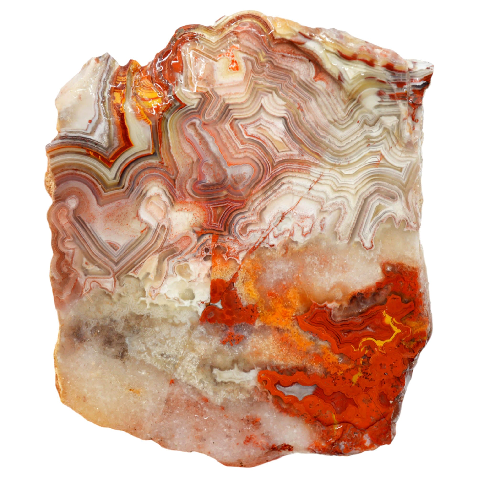 Laguna Lace Agate Slab - Vibrant Red Tube Pattern Detail #3982-Photo1