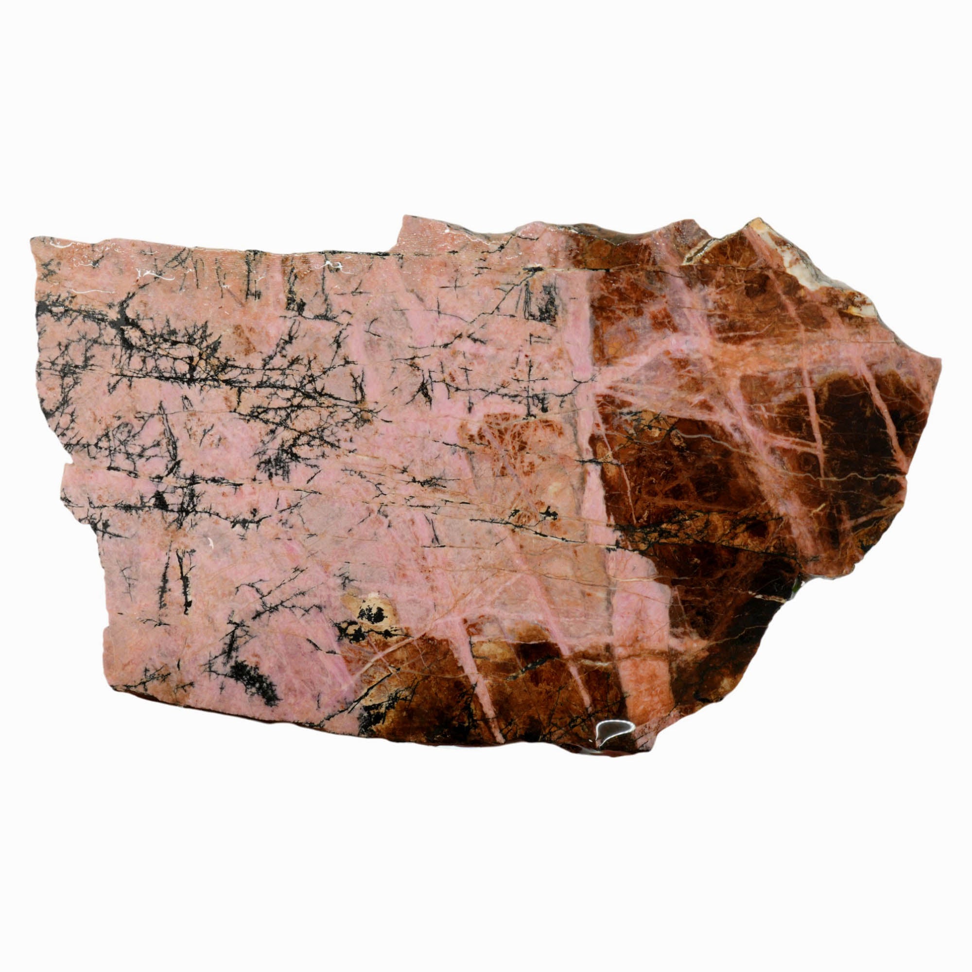 Rhodonite Slab - Bubblegum Pink Black Dendritic Lightning Patterns #3992-Photo1