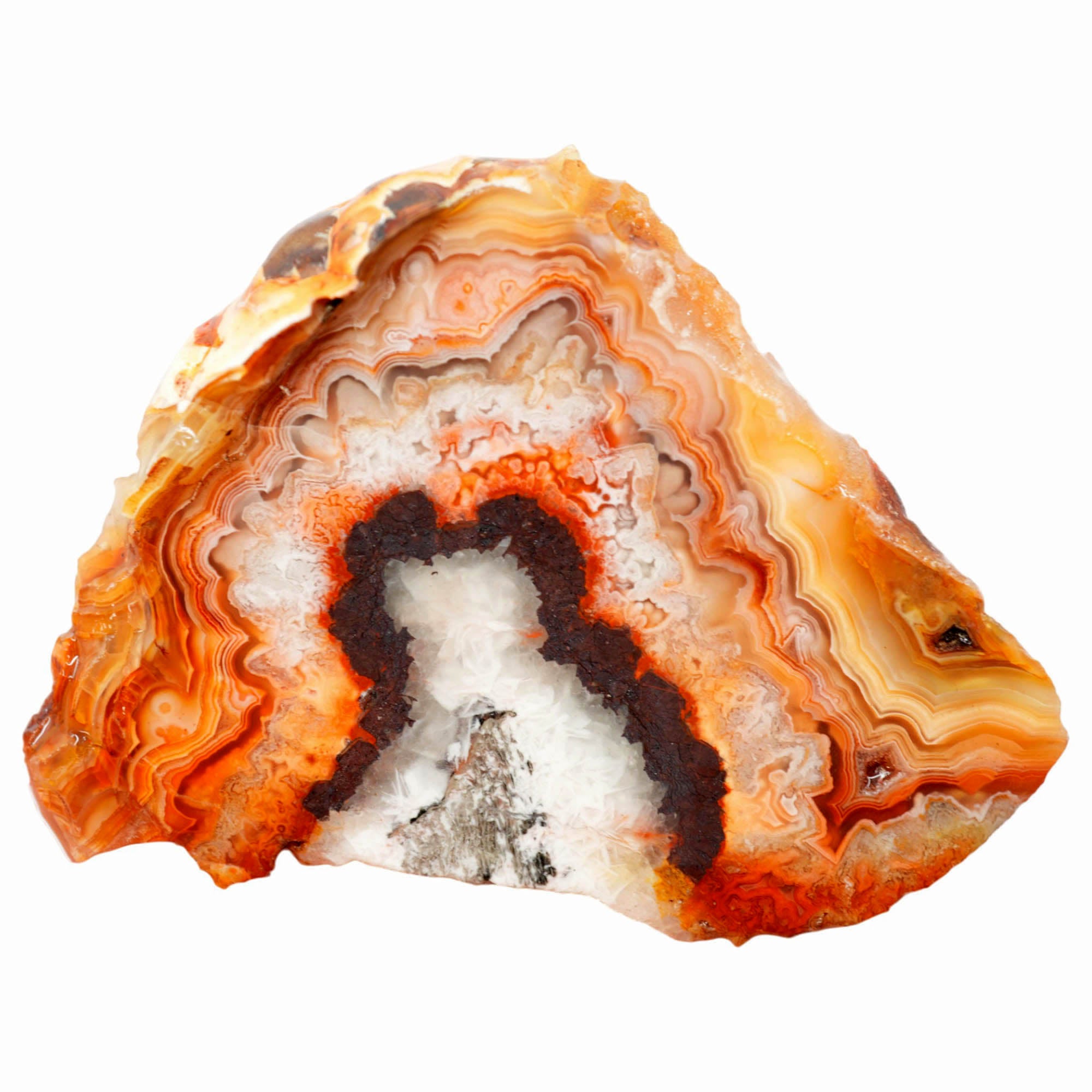 Crazy Lace Agate Slab - Black-Outlined Snowflakes with Lace