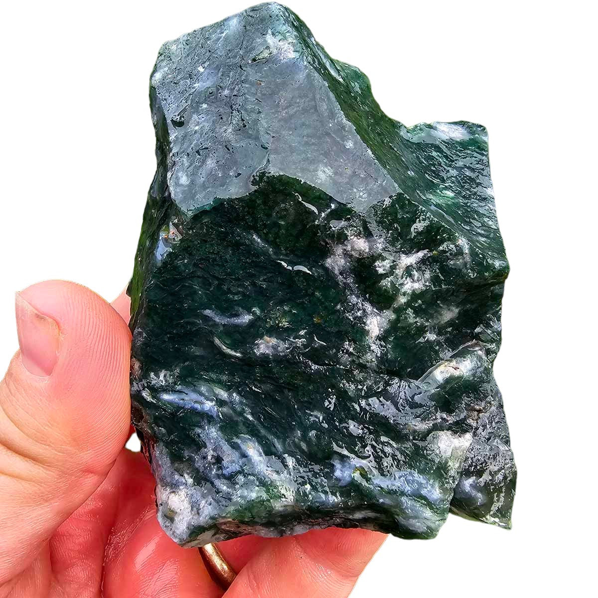 India Tree Moss Agate Cutting Rough Chunk!