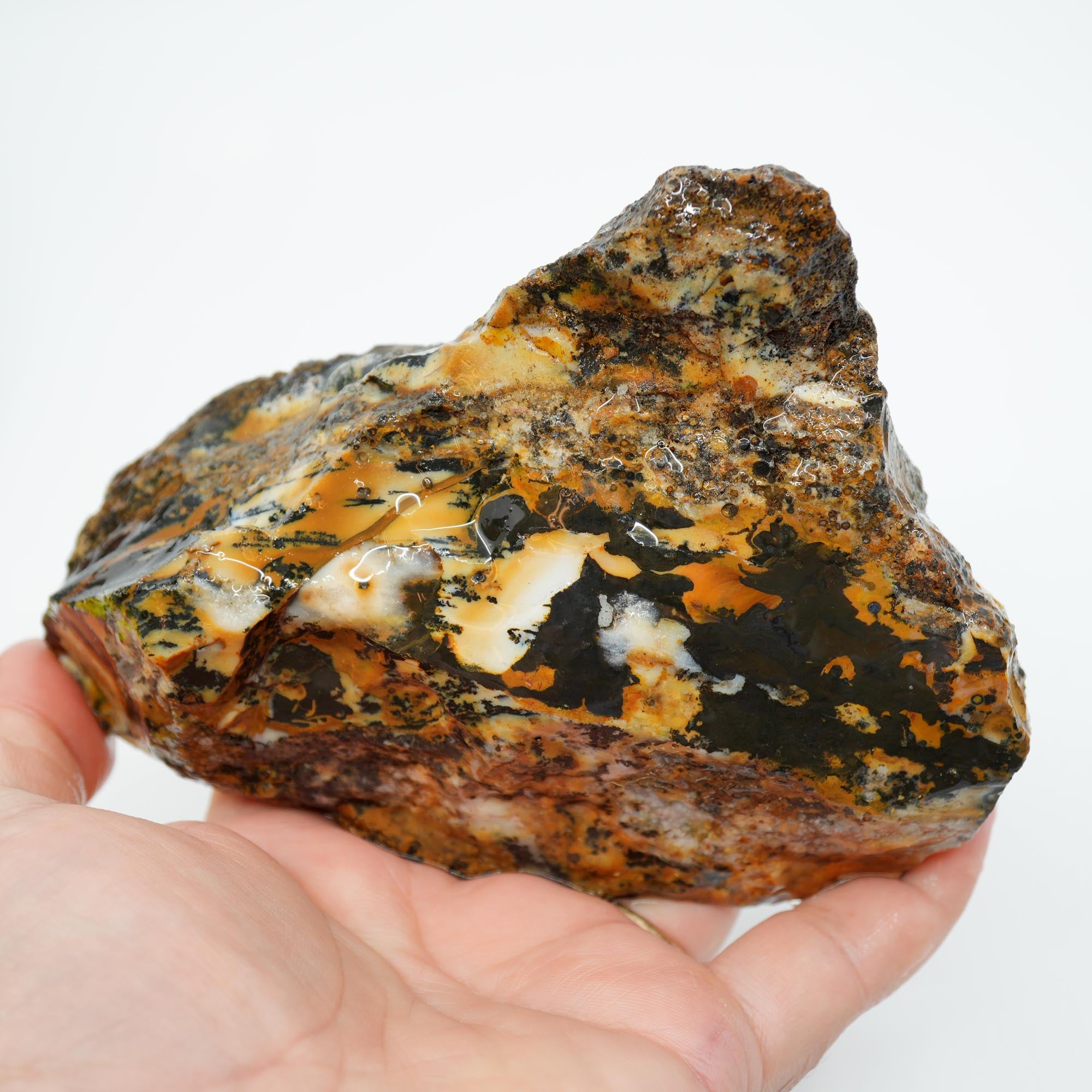 Ochoco Sunset Agate Rough - Smoke Cream Dendrites with Metallic Coating