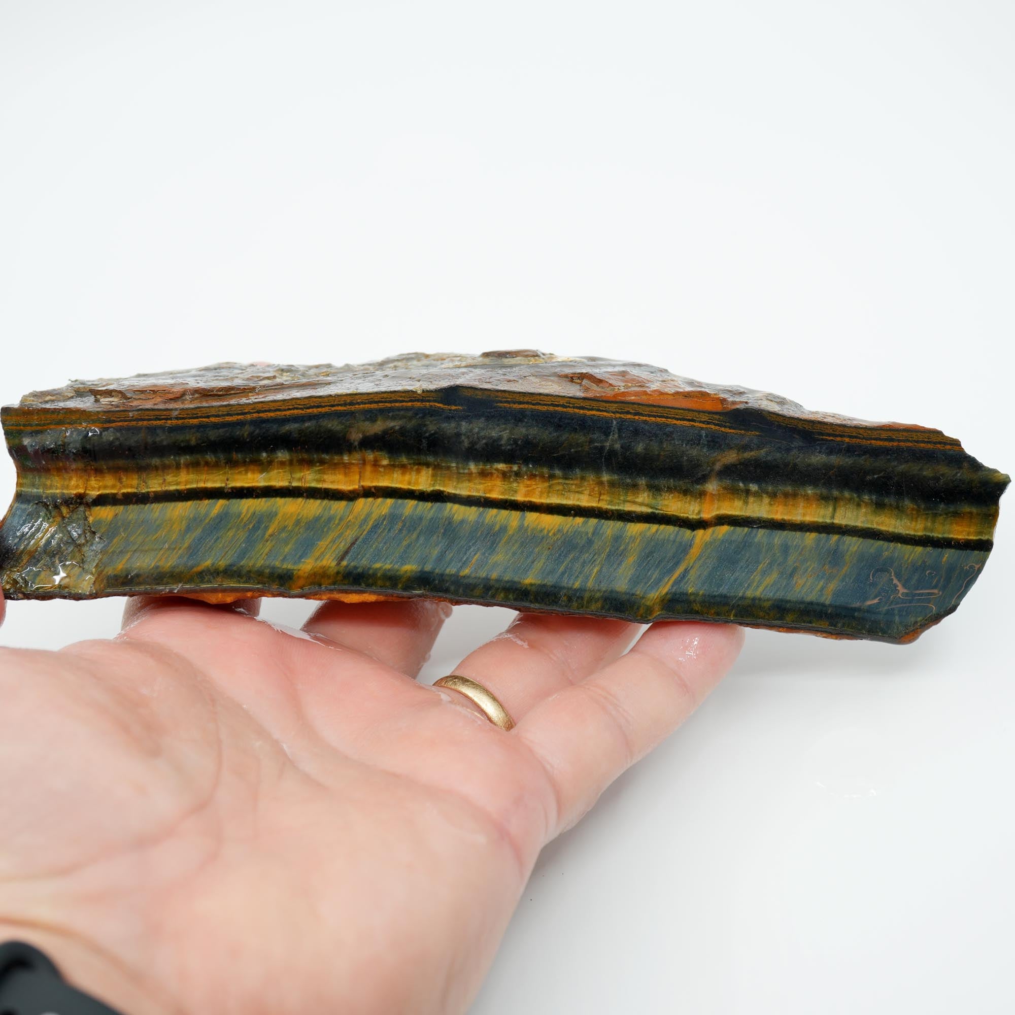 Hawkeye Tiger Eye Rough - Natural Blue Flame Pattern Old Chunk
