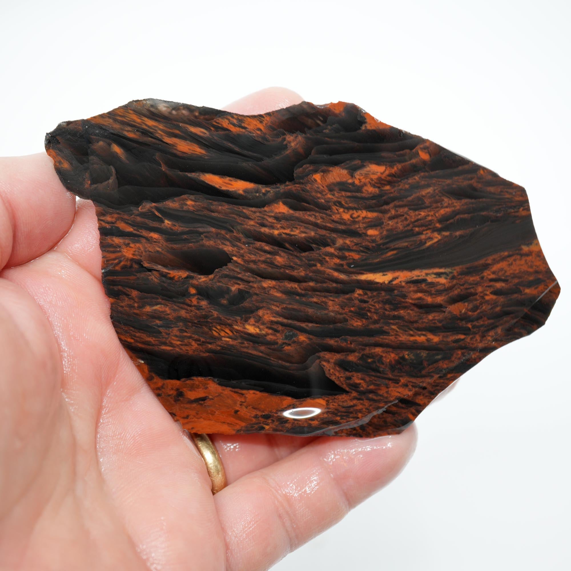 Tri-Flow Obsidian Rough Cut - Glass Butte Pattern with Good Flash Display