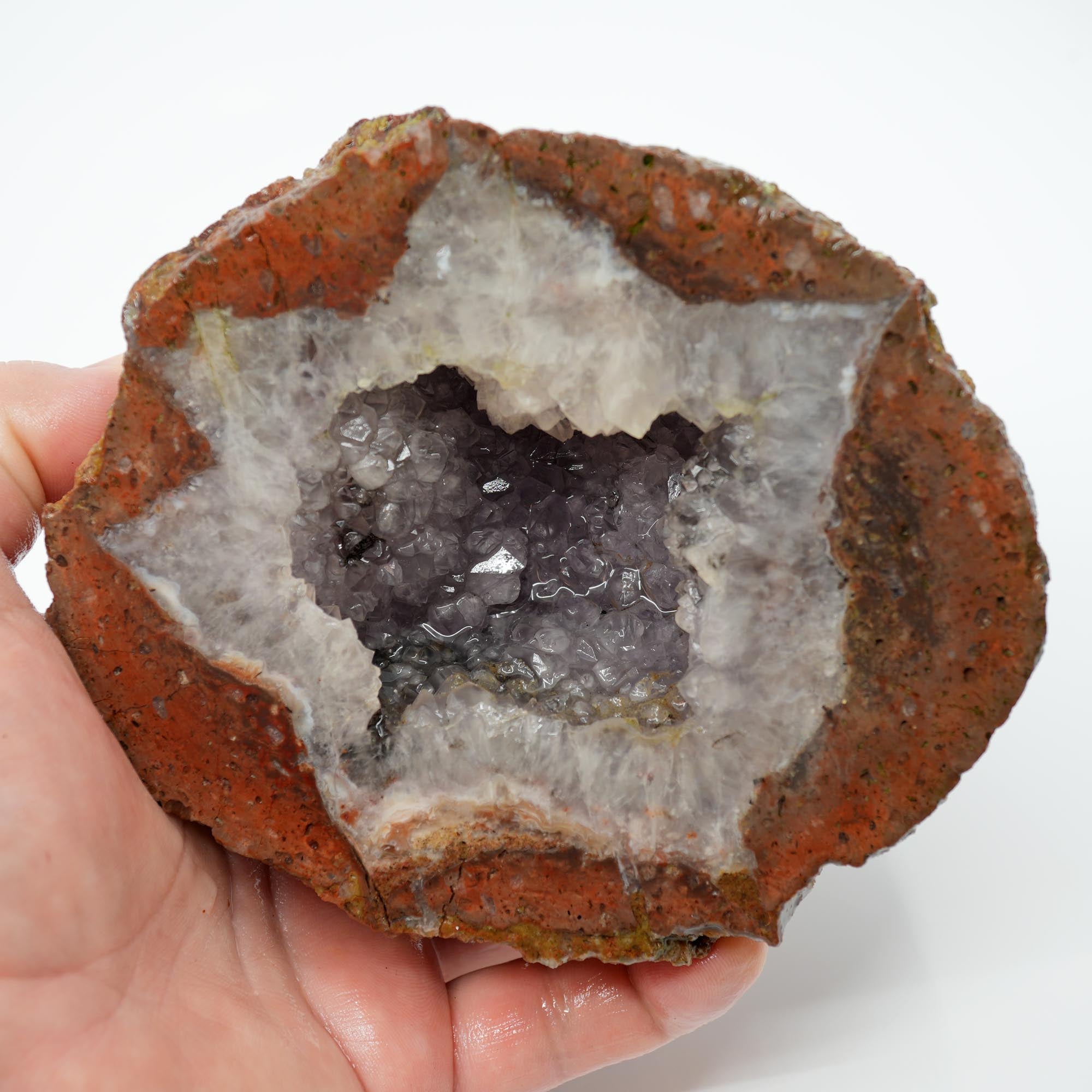 Mystery Geode Rough Cut Half - Amethyst Center with Sun-Lightened Color