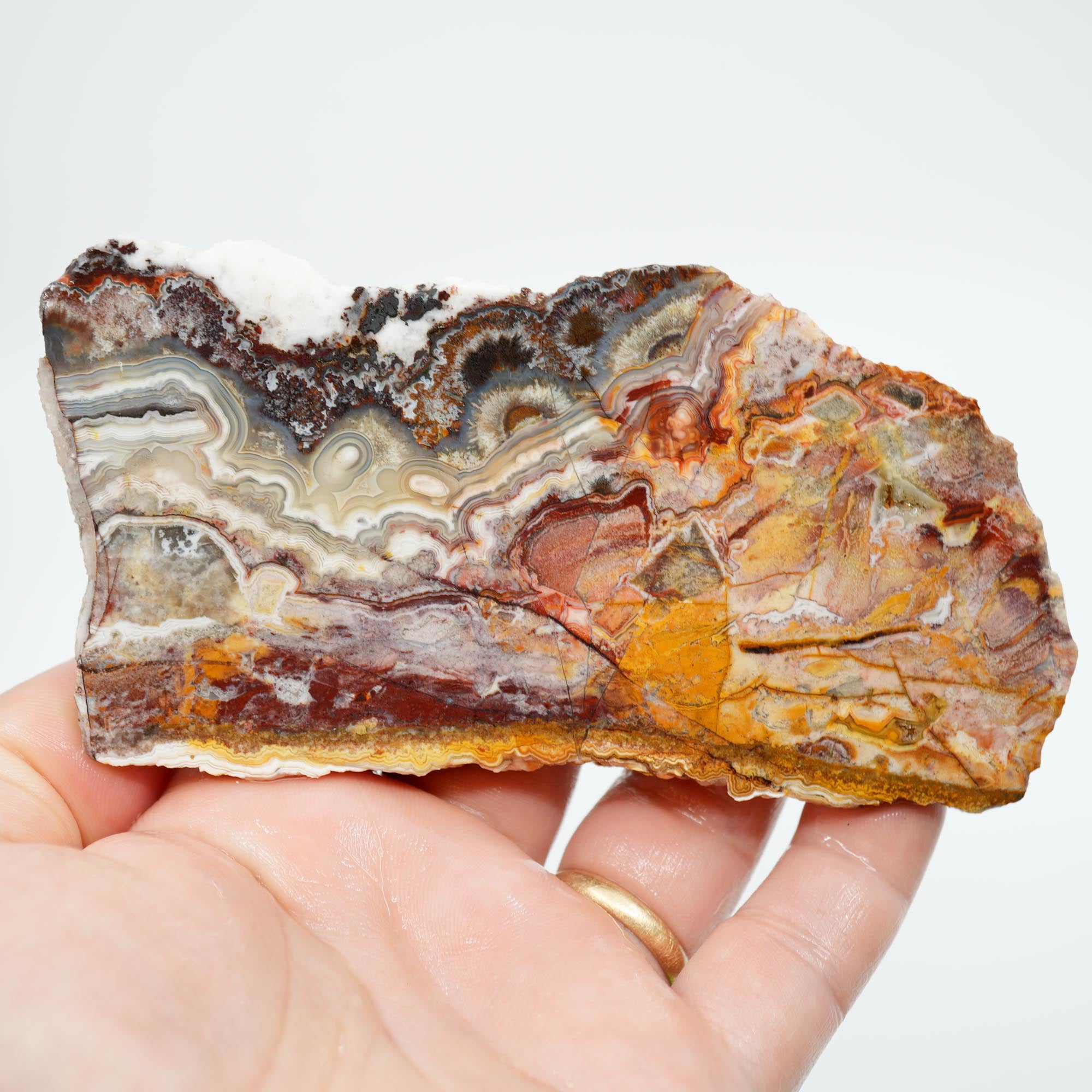 Laguna Lace Agate Endcut - Yin Yang Red and Orange Sunset