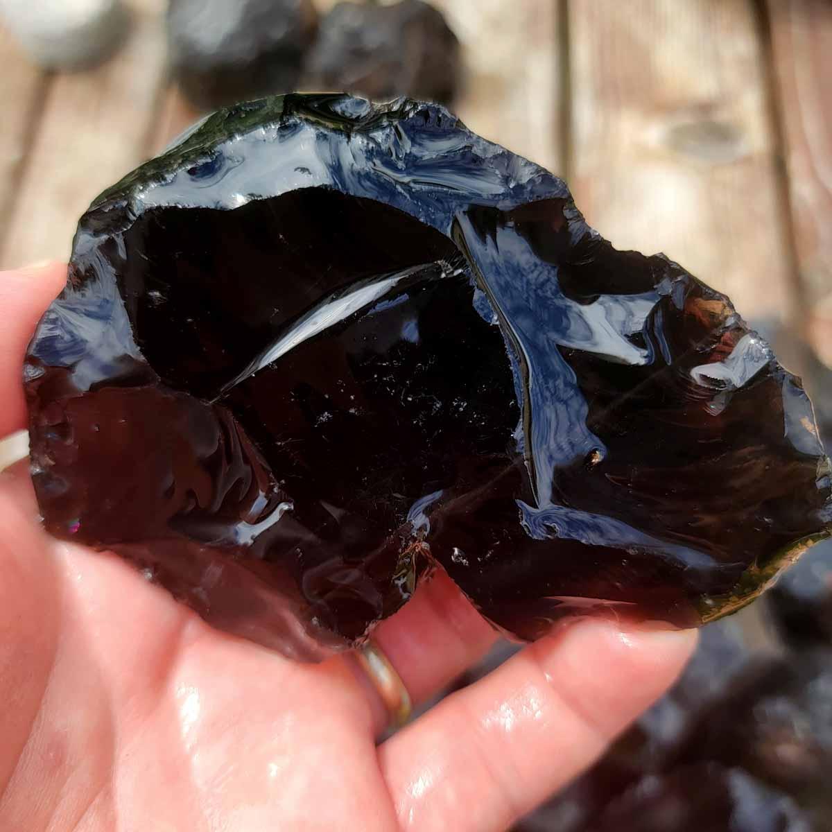 Raw black obsidian