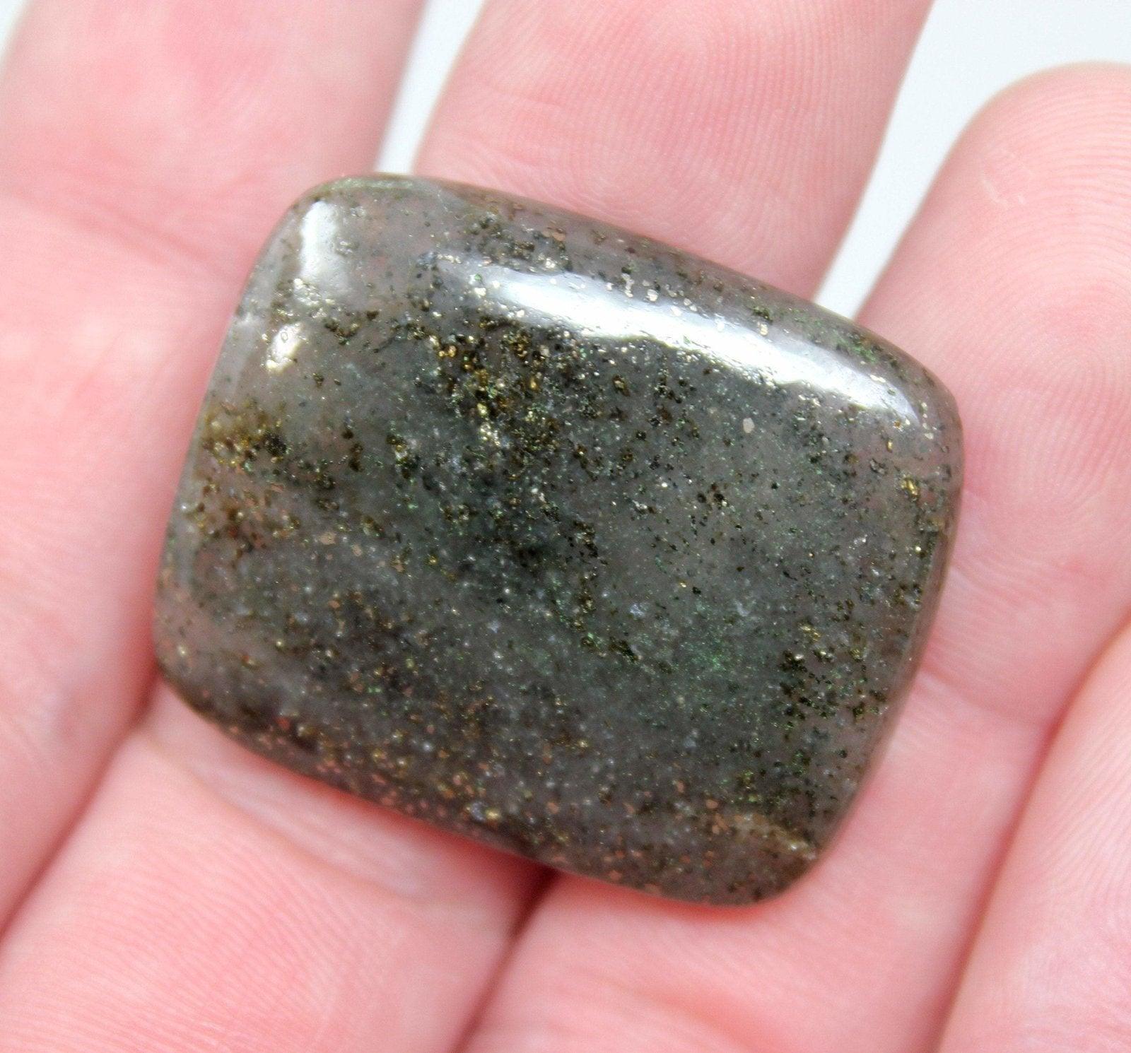 Marcasite Moss Agate Pyrite Cabochon! Lapidary Stone Cab! - LapidaryCentral