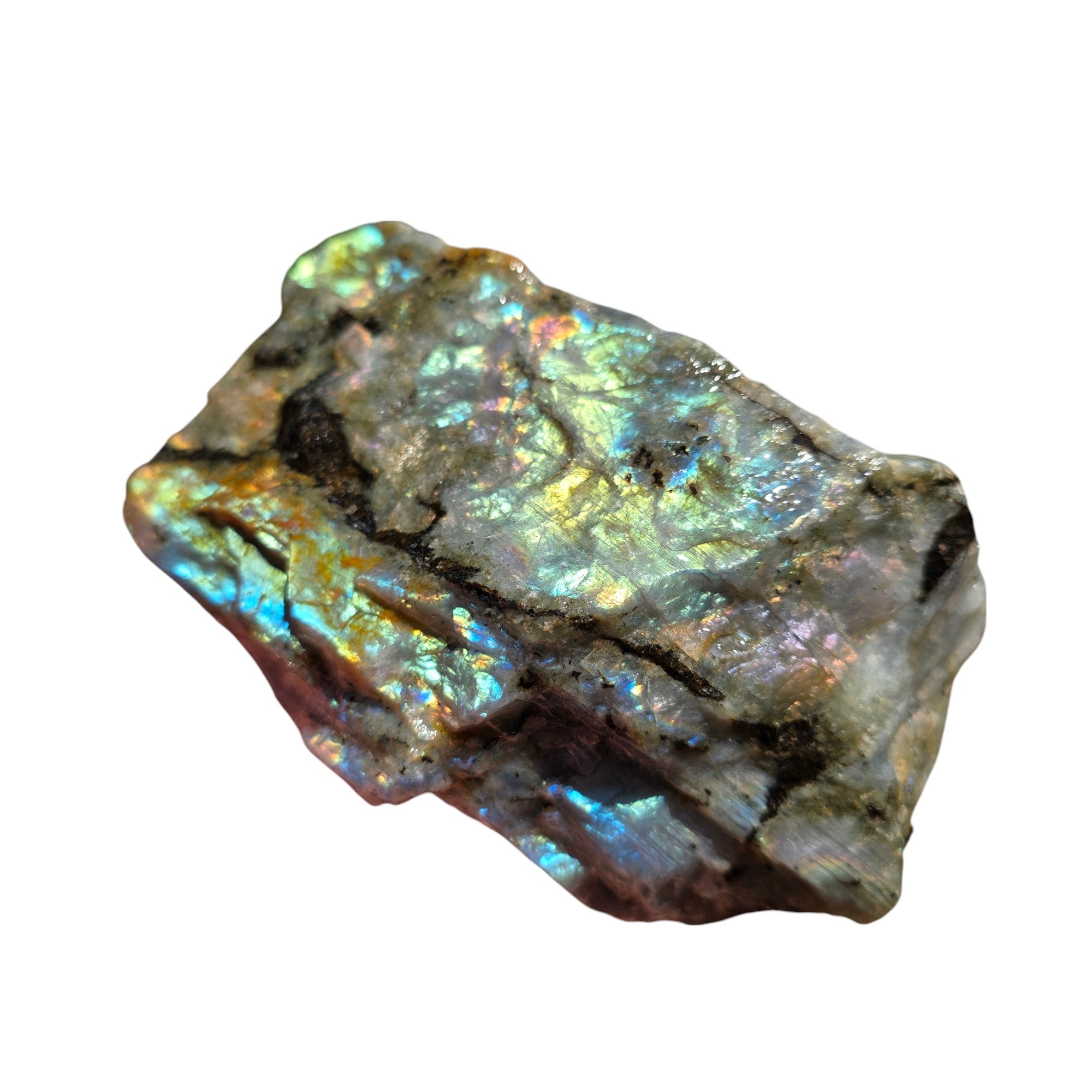 Labradorite Rough Chunk – Madagascar Flash with Rare Pink & Purple