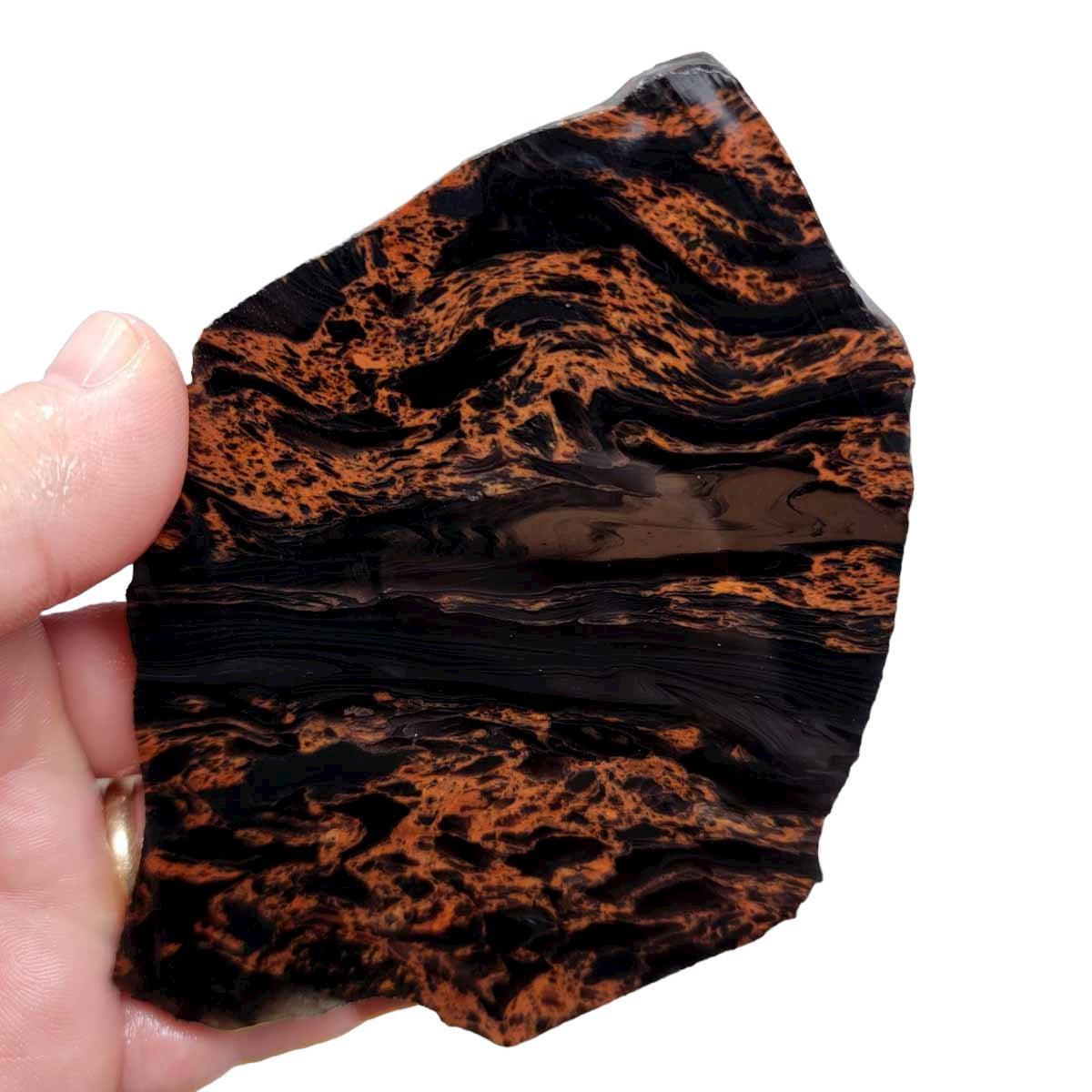 TriFlow Mahogany Obsidian Slab! Lapidary Stone Slab! - LapidaryCentral