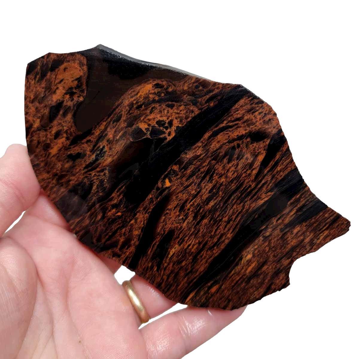 TriFlow Mahogany Obsidian Slab! Lapidary Stone Slab! - LapidaryCentral