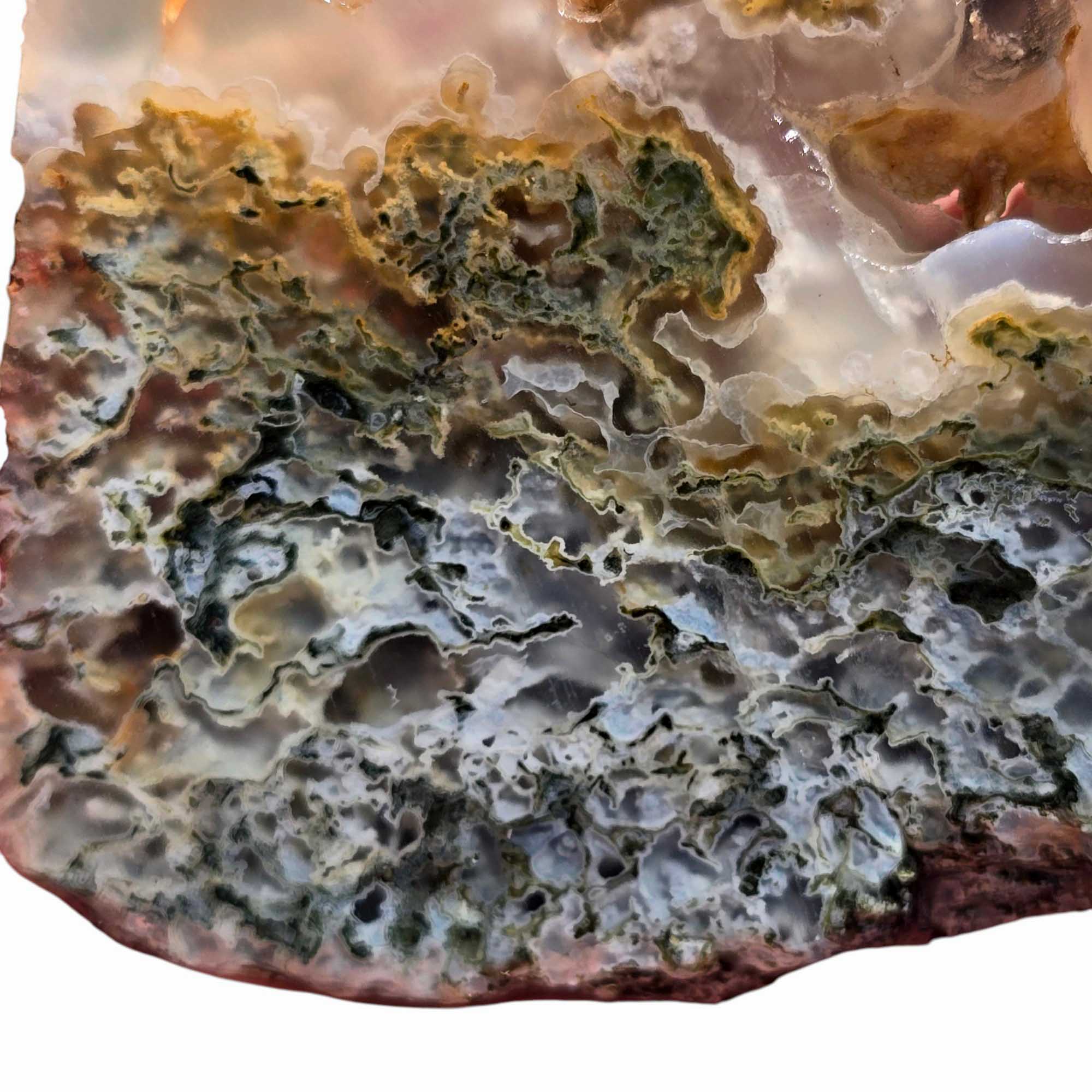 Ochoco Green Moss Agate Slab – Tubular Moss & Designer-Grade Inclusions