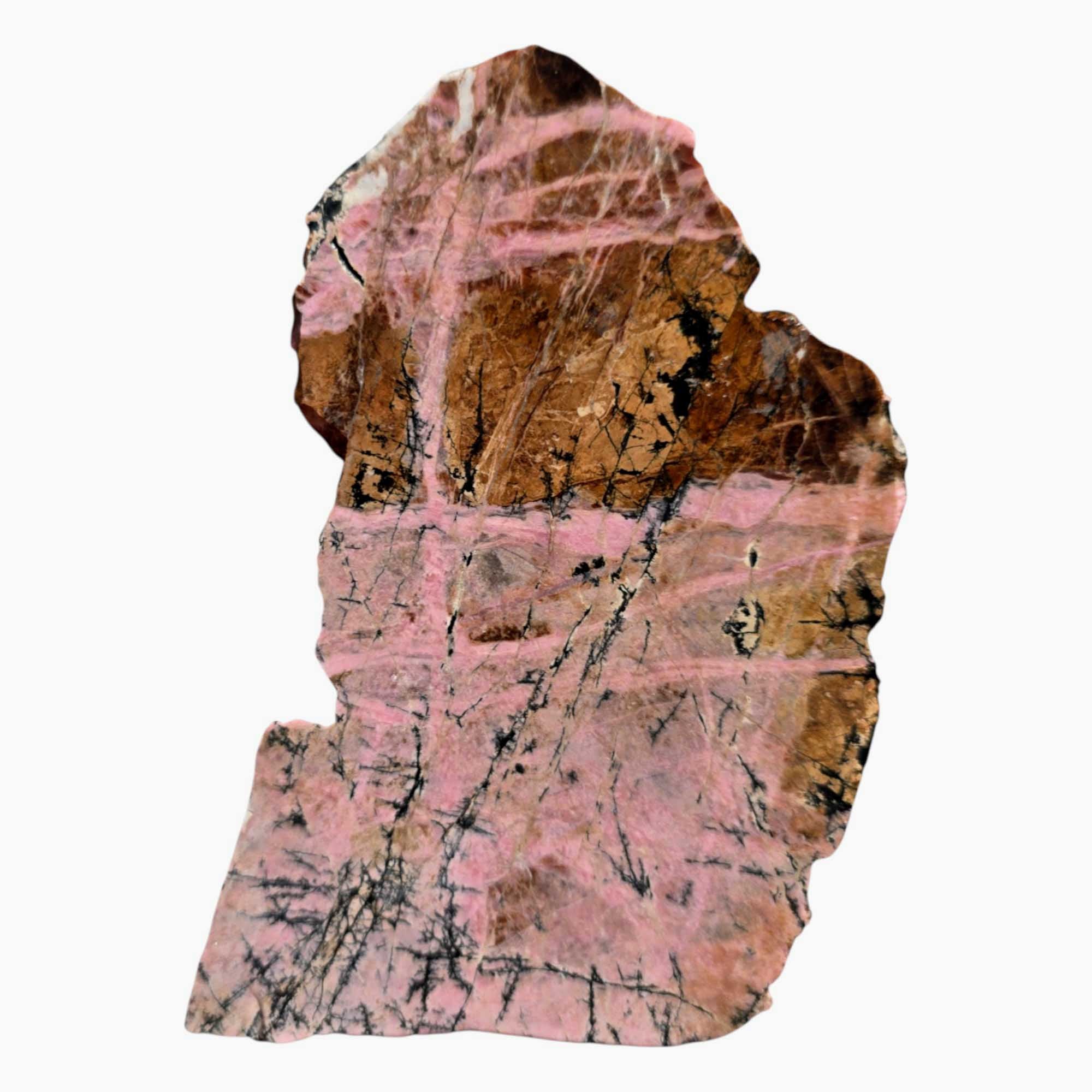 Old Stock Rhodonite Slab – Bubblegum Pink with Black Dendritic Veins