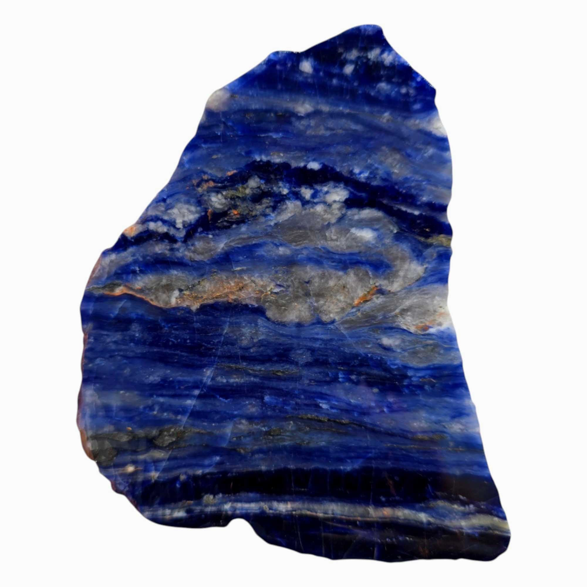 Uruguay Sodalite Slab with Hematite Inclusions and Deep Blue Pattern
