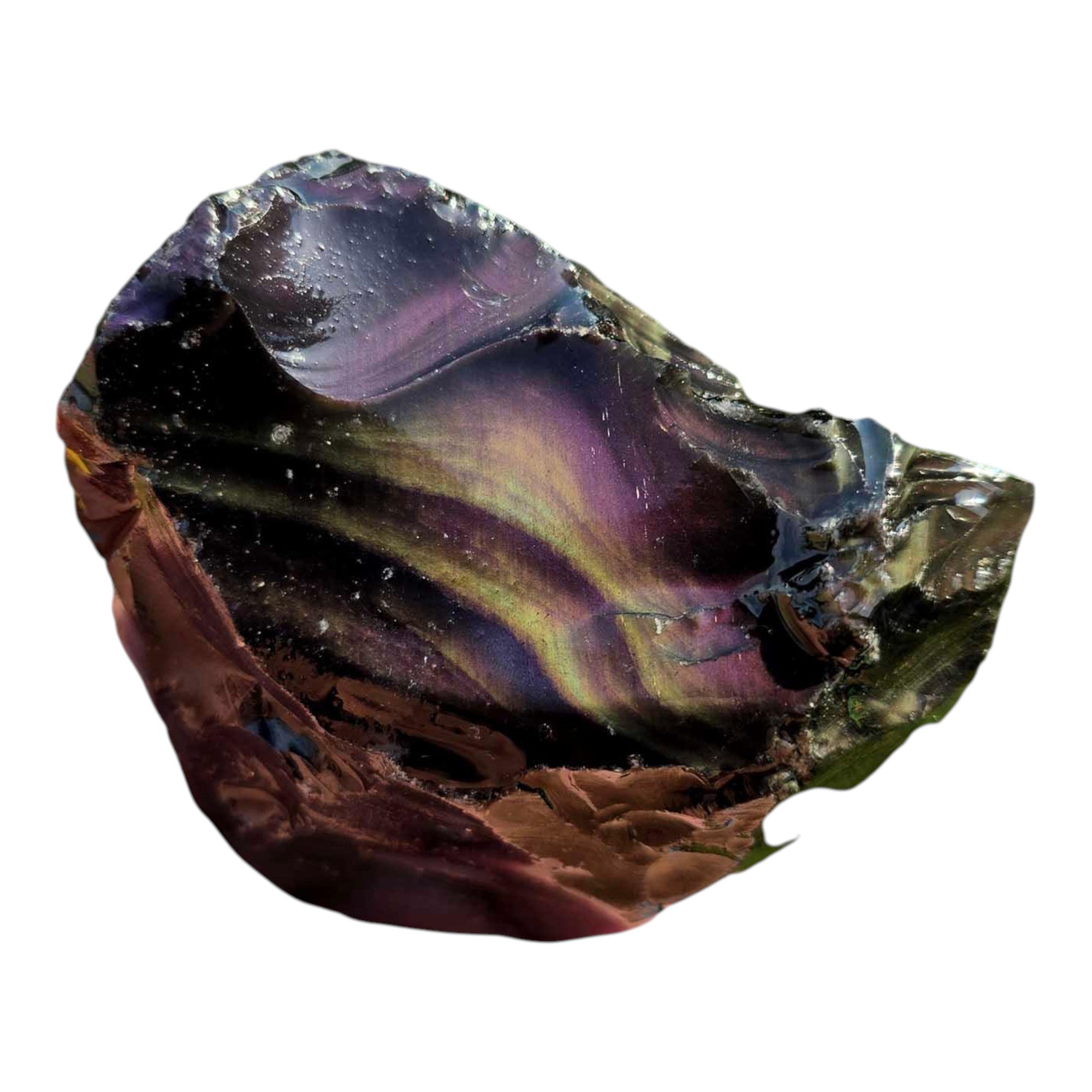 Velvet Obsidian Rough – Green & Purple Aurora Borealis Chatoyance