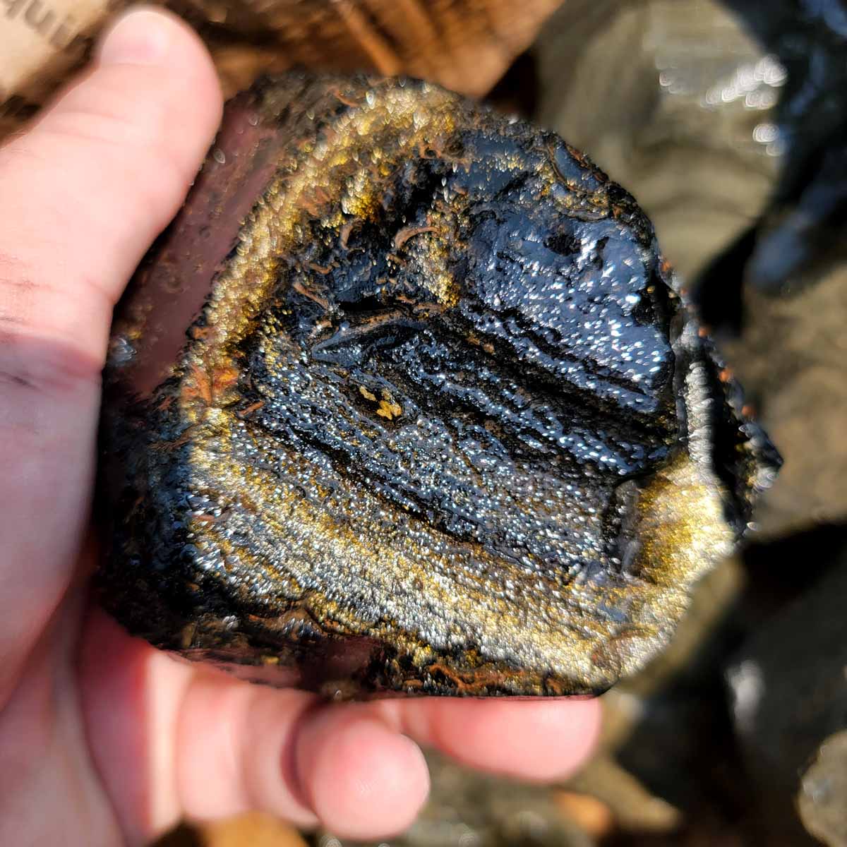 Mexican Gold Sheen Obsidian Rough Flatrate!