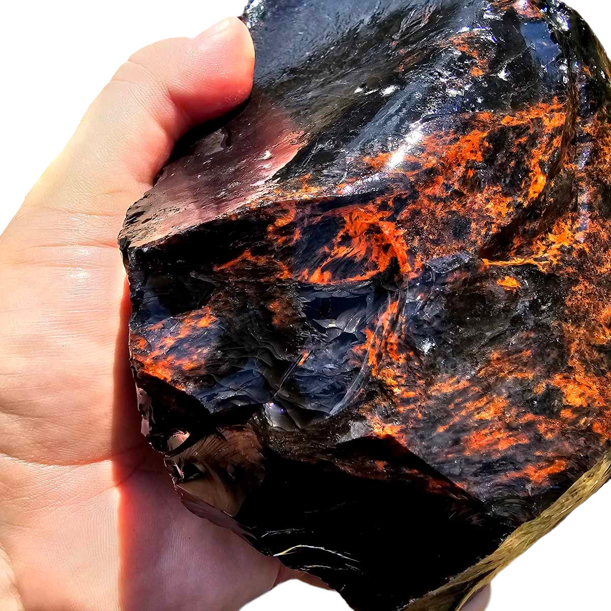 RARE Fire Glass Buttes Obsidian with Red and ORANGE Ribbon Rough Chunk