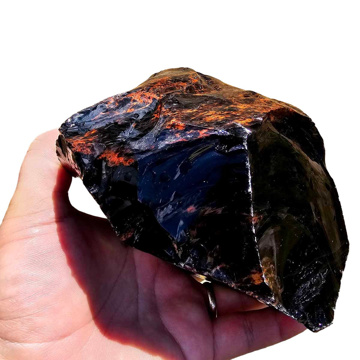 RARE Fire Glass Buttes Obsidian with Red and ORANGE Ribbon Rough Chunk