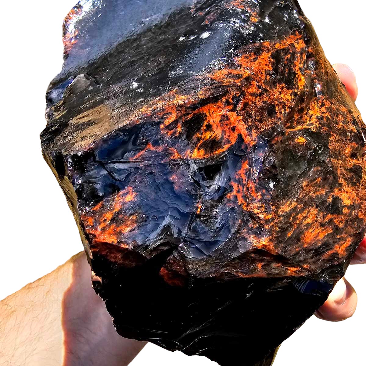 RARE Fire Glass Buttes Obsidian with Red and ORANGE Ribbon Rough Chunk