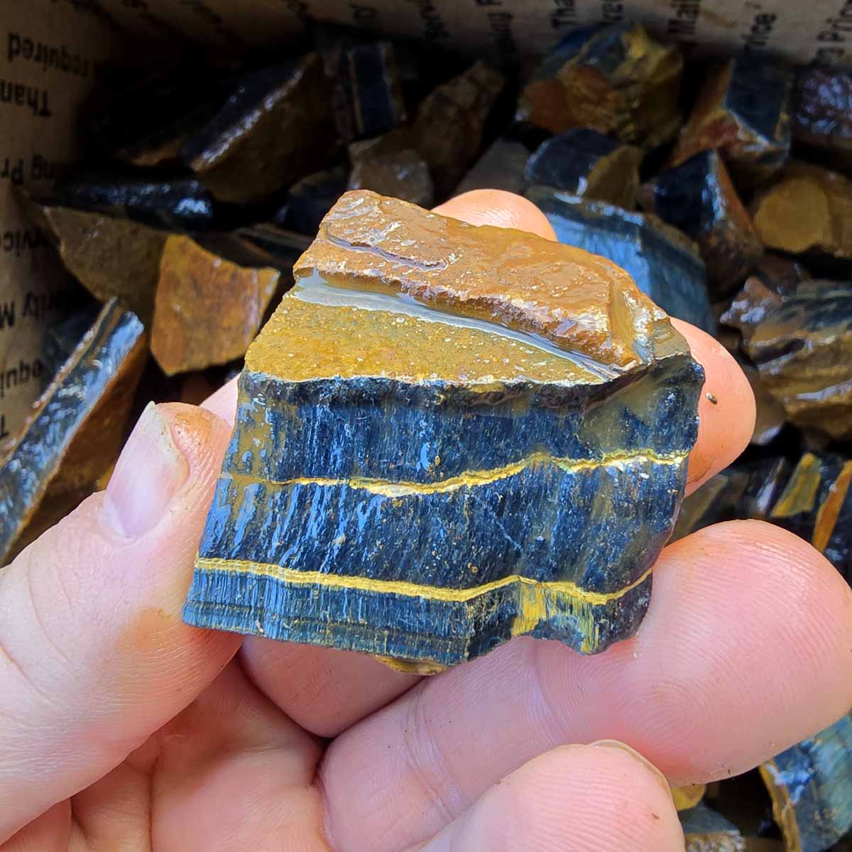 Hawkeye Tiger-Eye Trimmer Tumbling Rough Batch Lapidary Stone Material