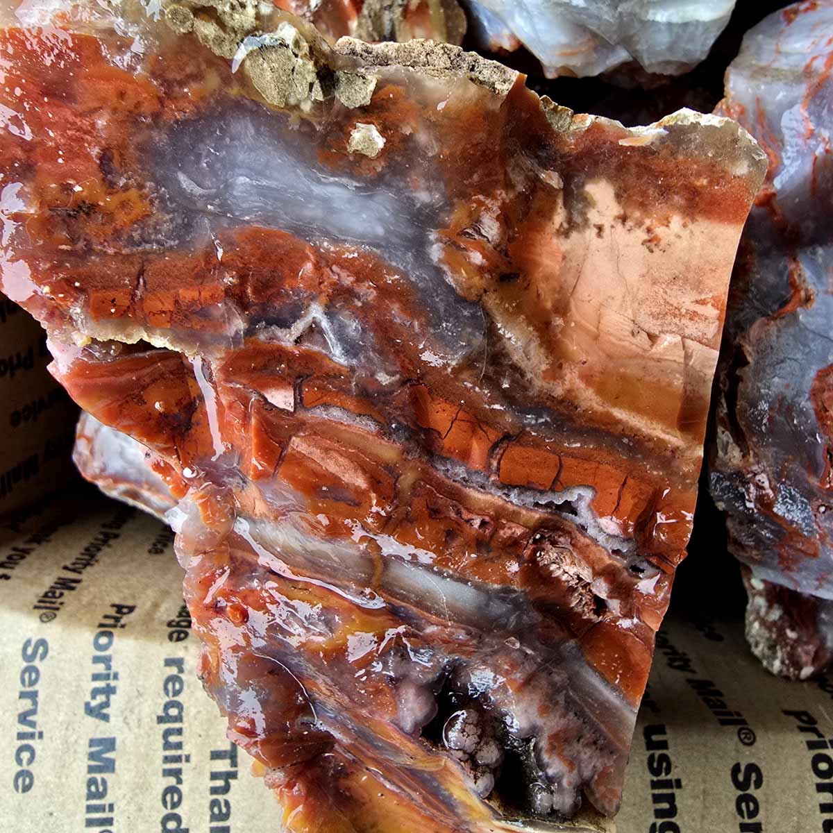 Red Velvet Agate Lapidary Rough Flatrate Slicing Stones Rock Box