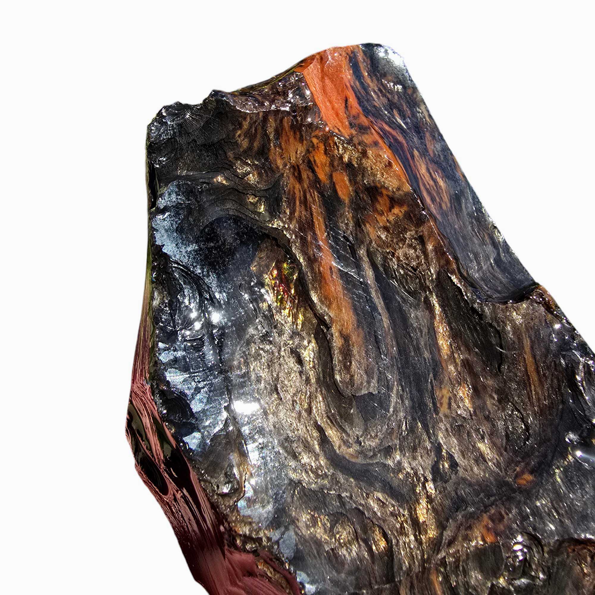 RARE Fire Glass Buttes Obsidian Rough Chunk Lapidary Stone Magnetite