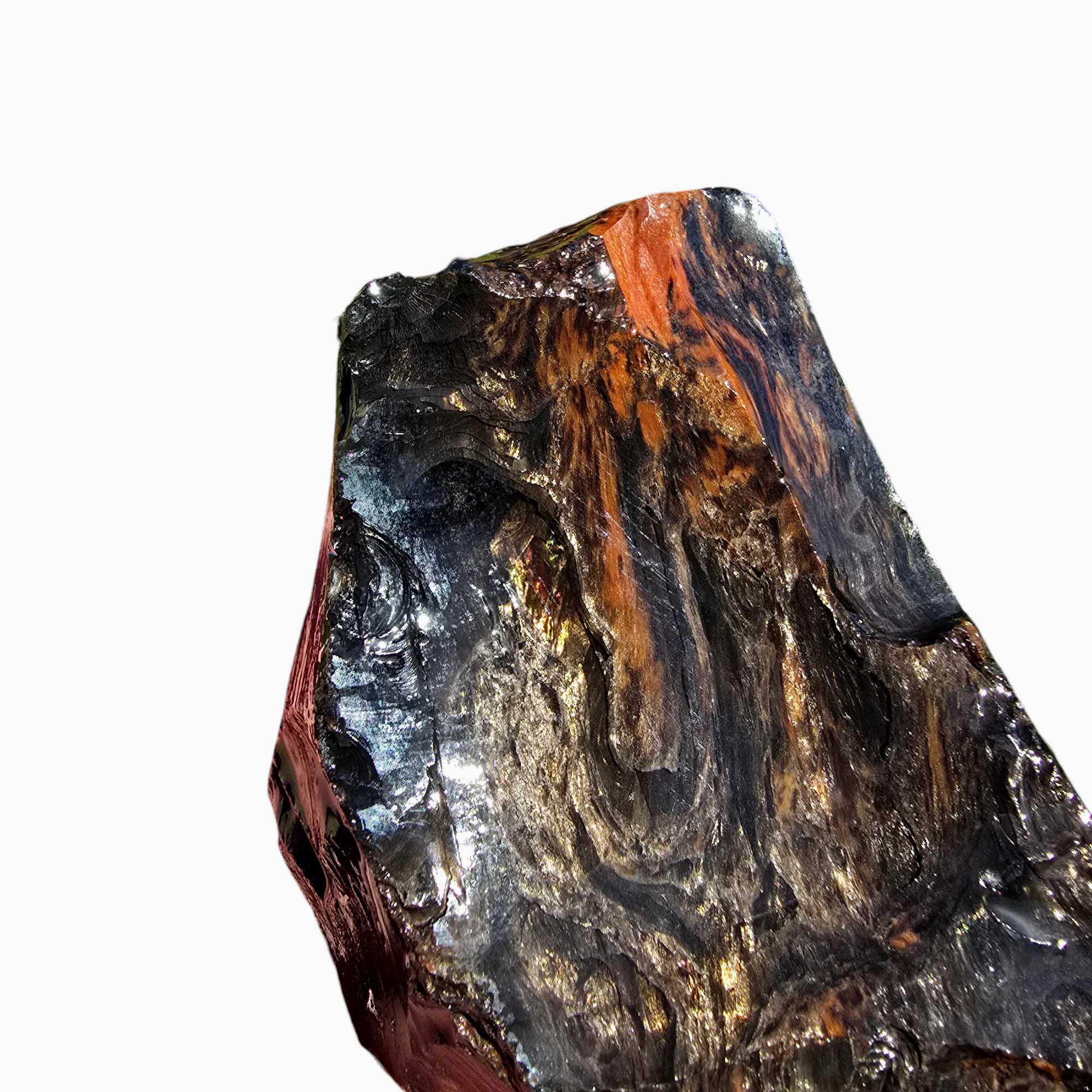 RARE Fire Glass Buttes Obsidian Rough Chunk Lapidary Stone Magnetite