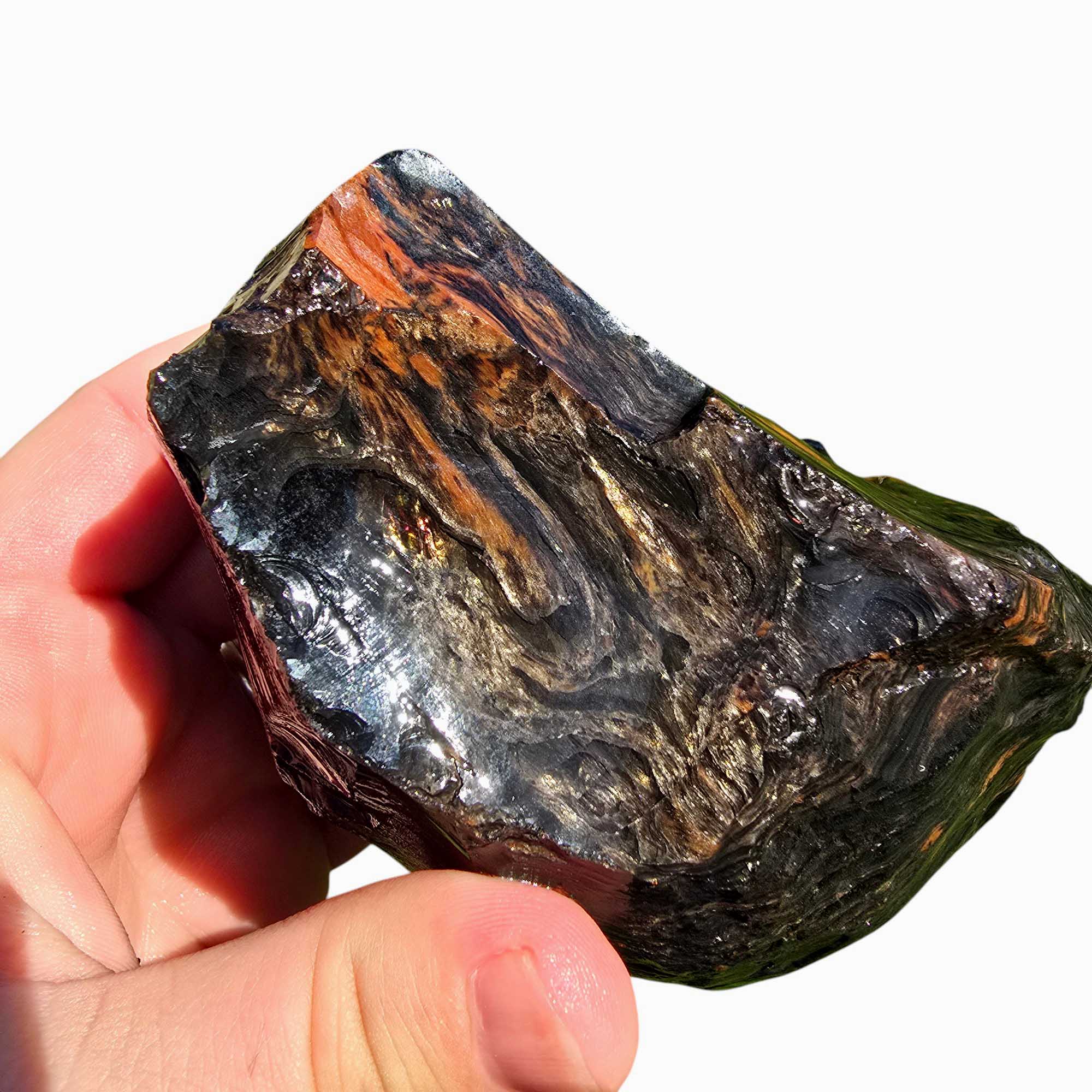 RARE Fire Glass Buttes Obsidian Rough Chunk Lapidary Stone Magnetite