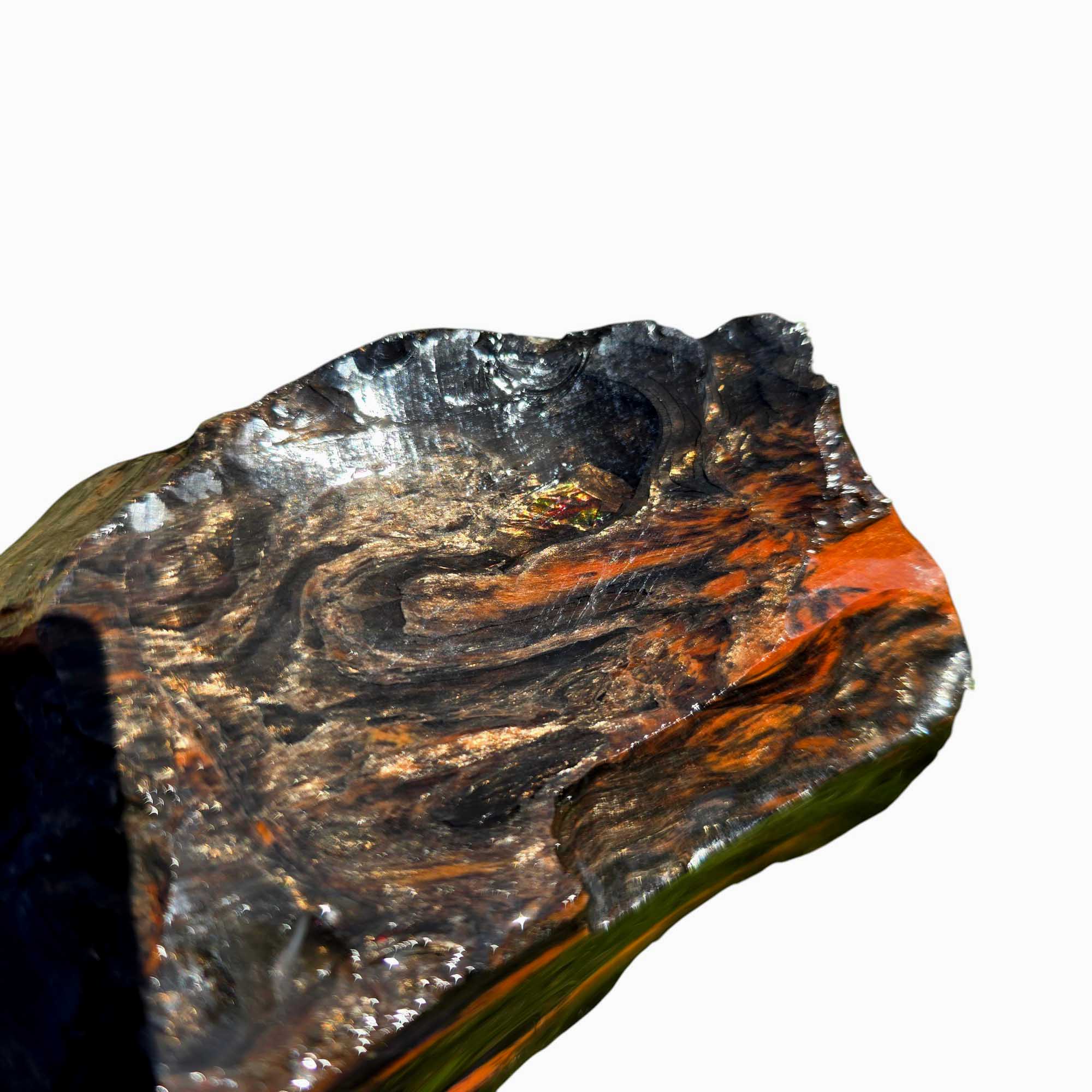 RARE Fire Glass Buttes Obsidian Rough Chunk Lapidary Stone Magnetite