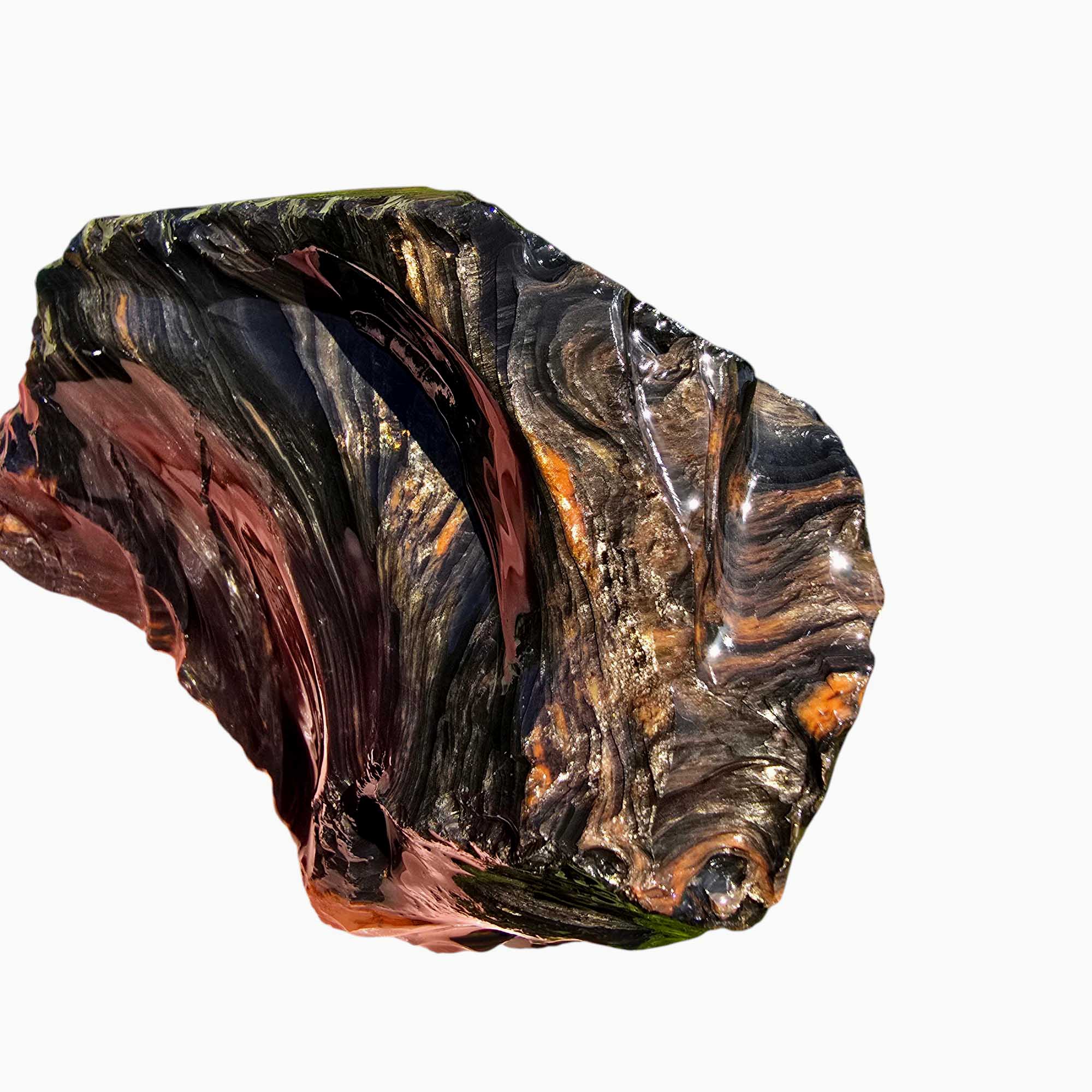 RARE Fire Glass Buttes Obsidian Rough Chunk Lapidary Stone Magnetite